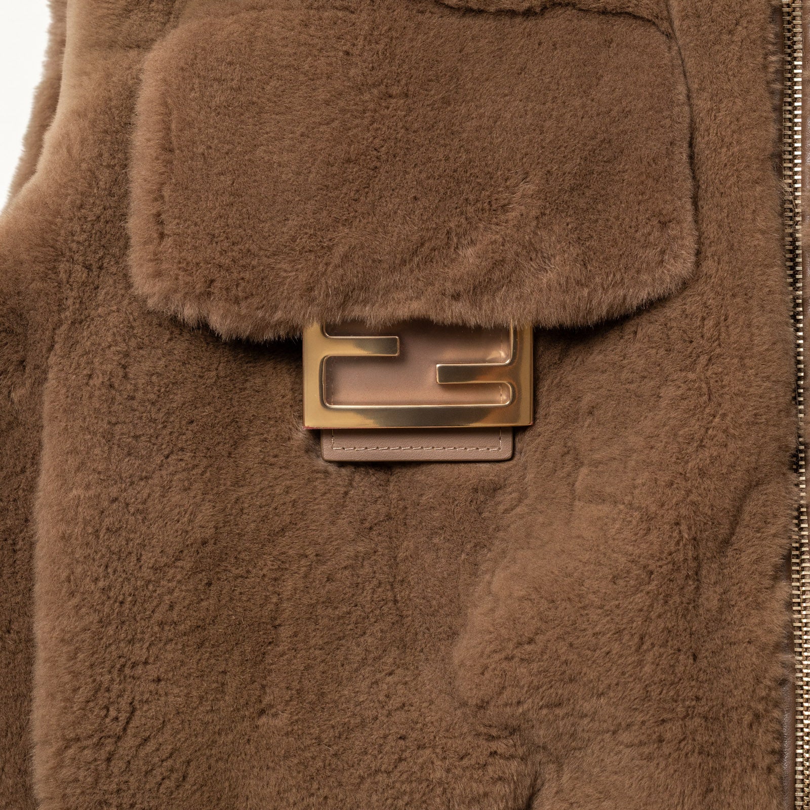 Fendi Mink Vest Brown FF Baguette Buckle - Detail