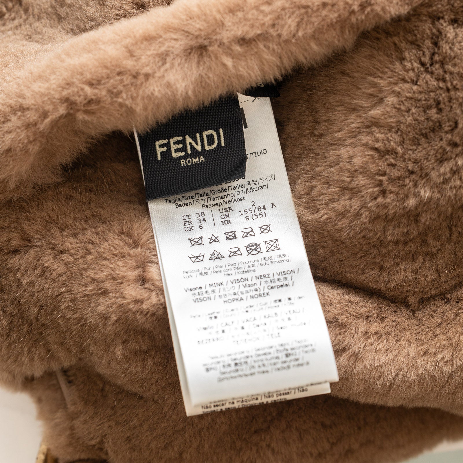 Fendi Mink Vest Brown FF Baguette Buckle - Label