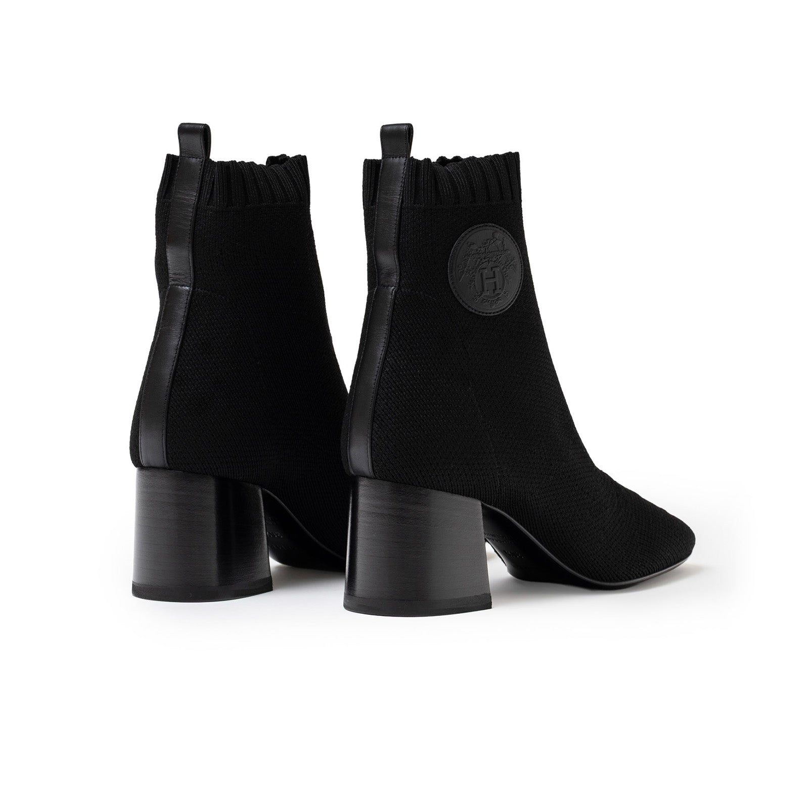 Hermès Volver 60 Ankle Boots Black Knit/Calf 36.5 - Back Side Right