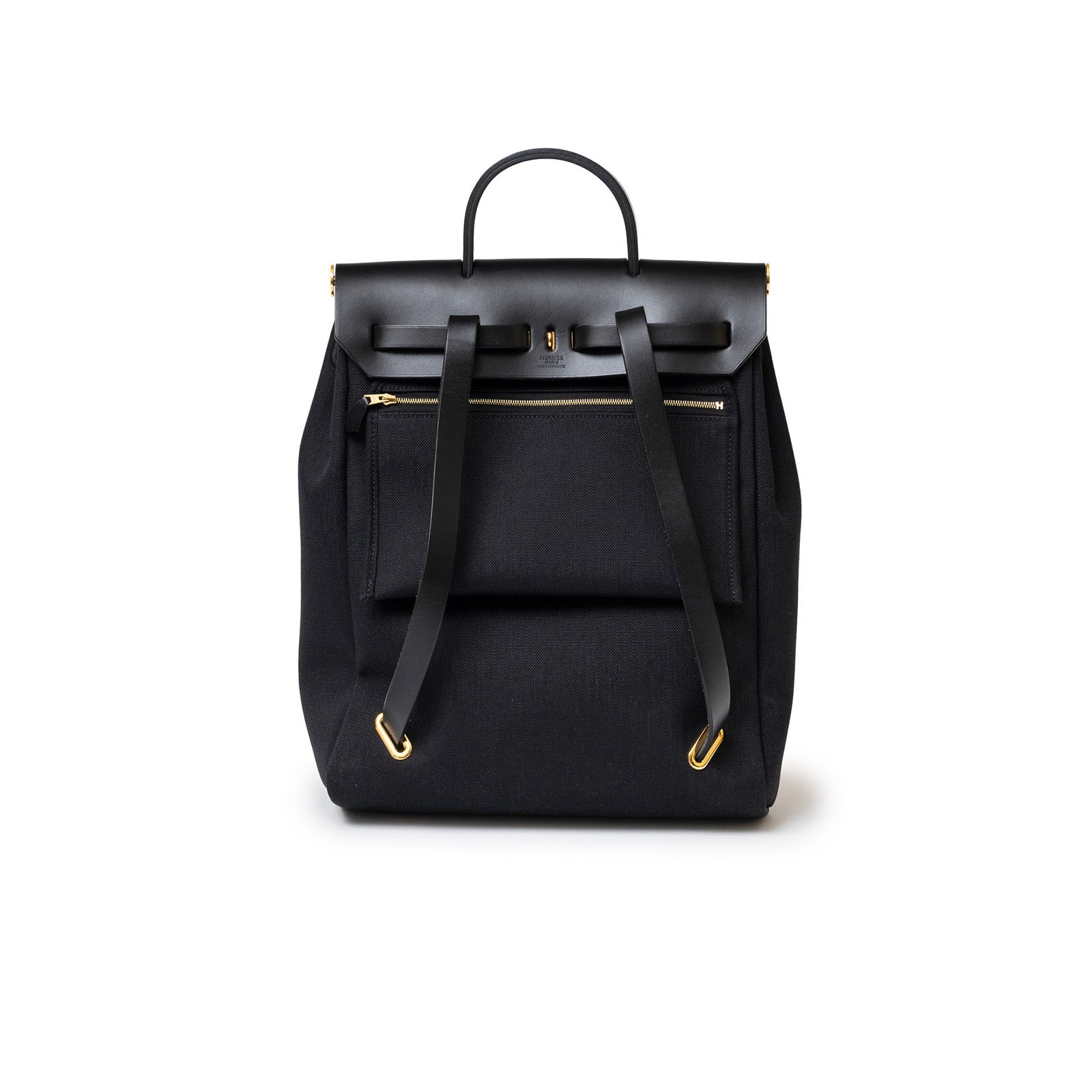 Hermès Herbag Backpack Black Toile Gold Hardware