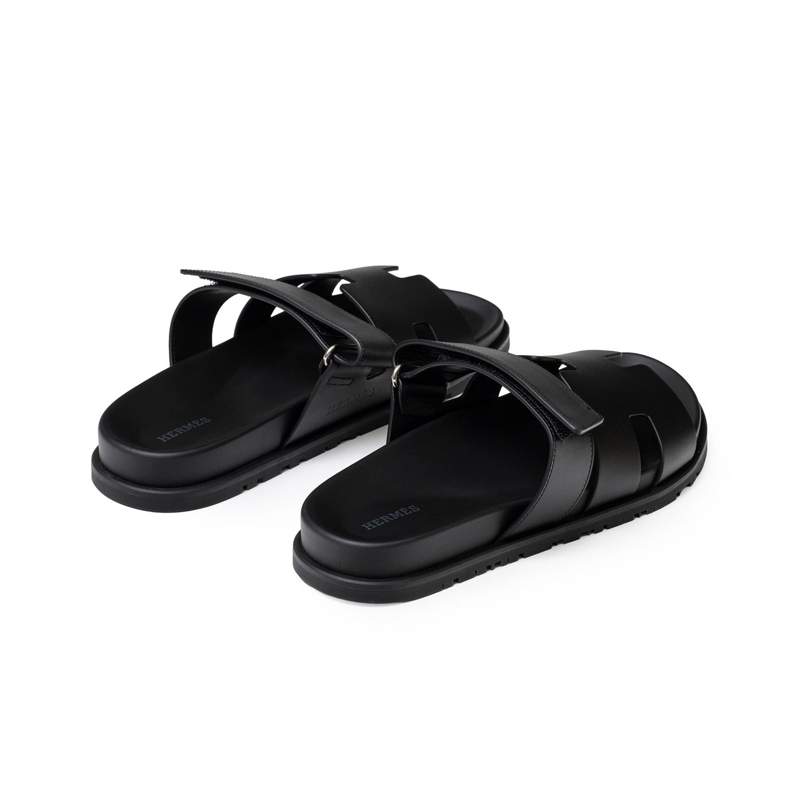 Hermès Chypre Sandal Men's Black Calf 40.5 - Back