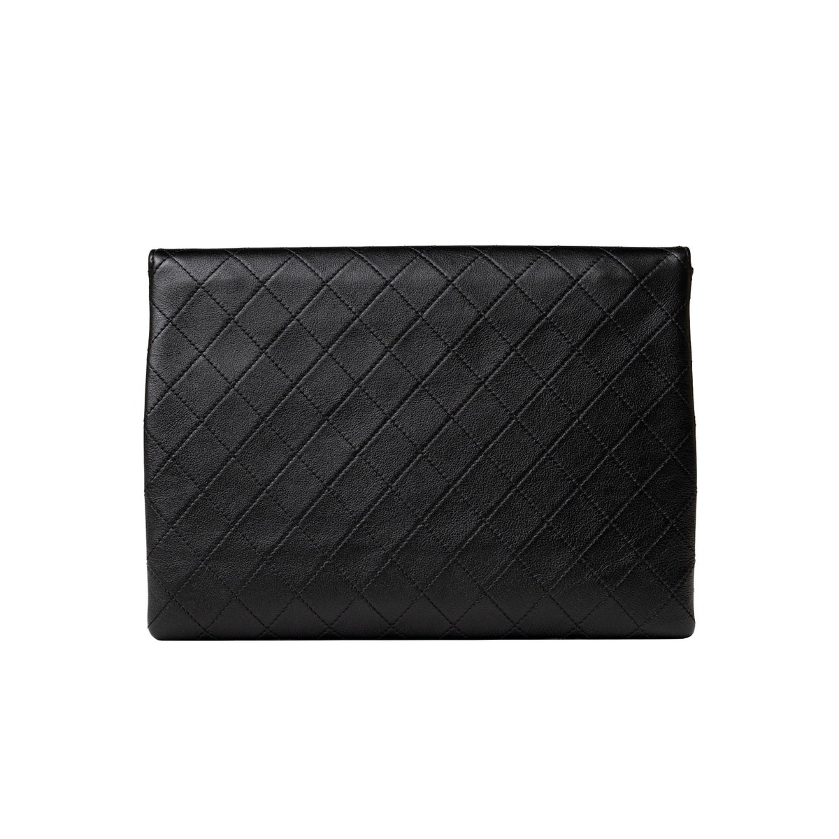 Chanel Clutch Black Quilted Lambskin Gold and Palladium Hardware back view 