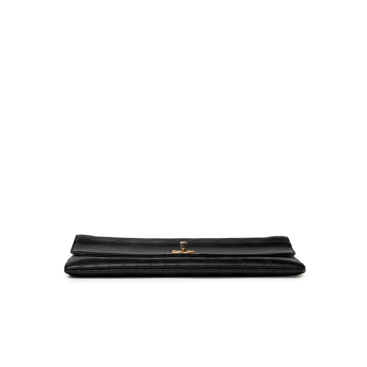 Chanel Clutch Black Quilted Lambskin Gold and Palladium Hardware bottom view