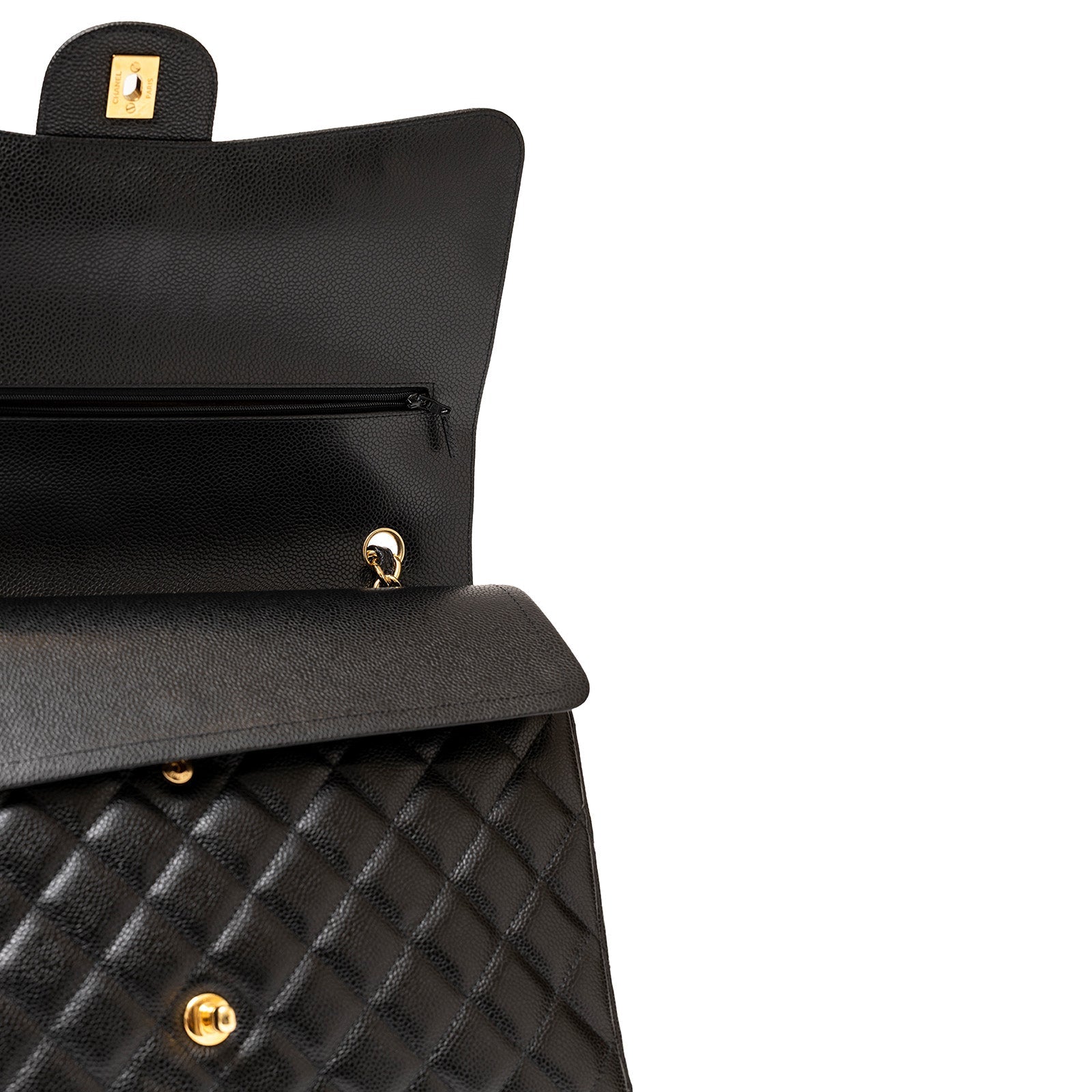 Chanel Maxi Classic Double Flap Bag Caviar Gold Hardware
