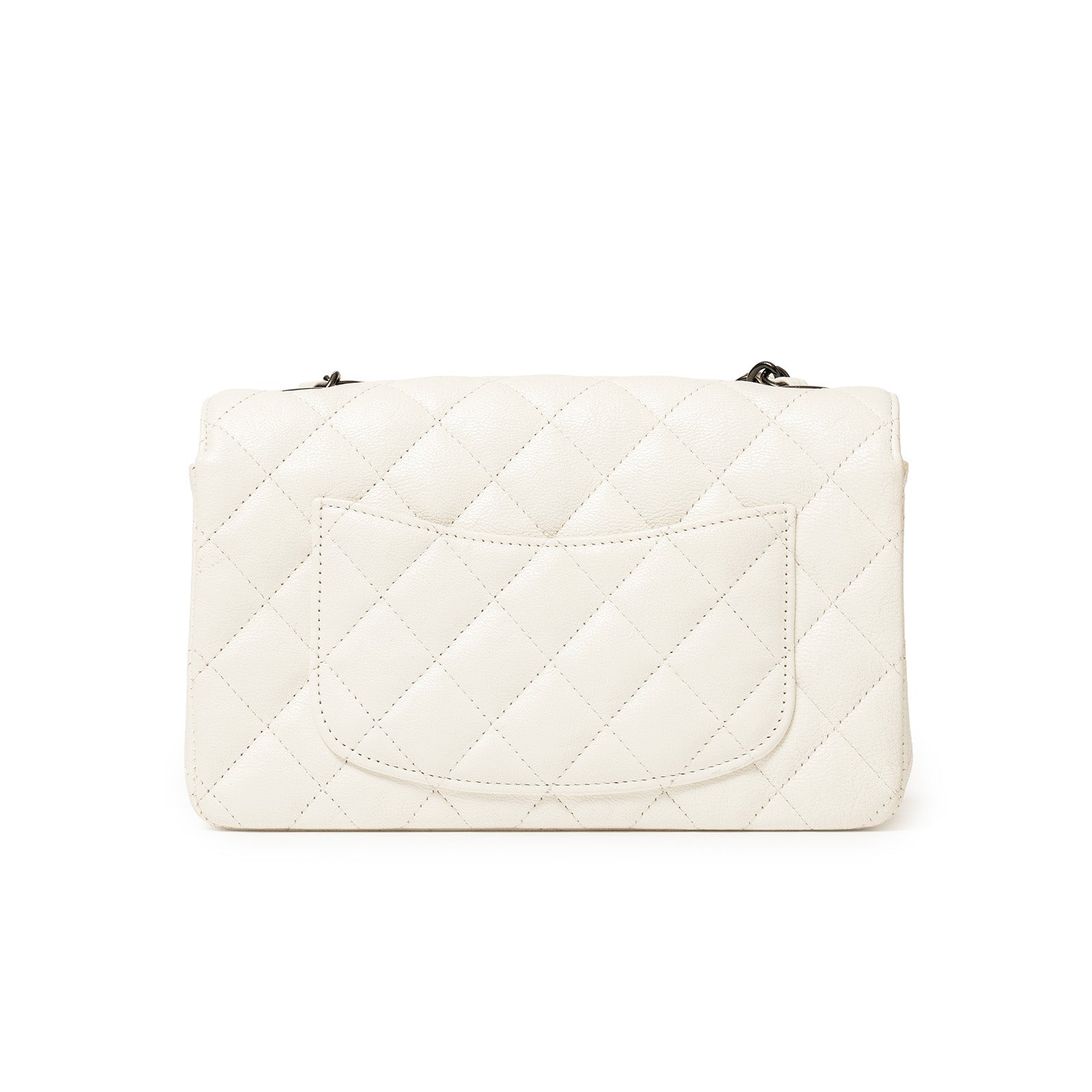 Chanel Mini Classic Flap bag White Calf Black Hardware