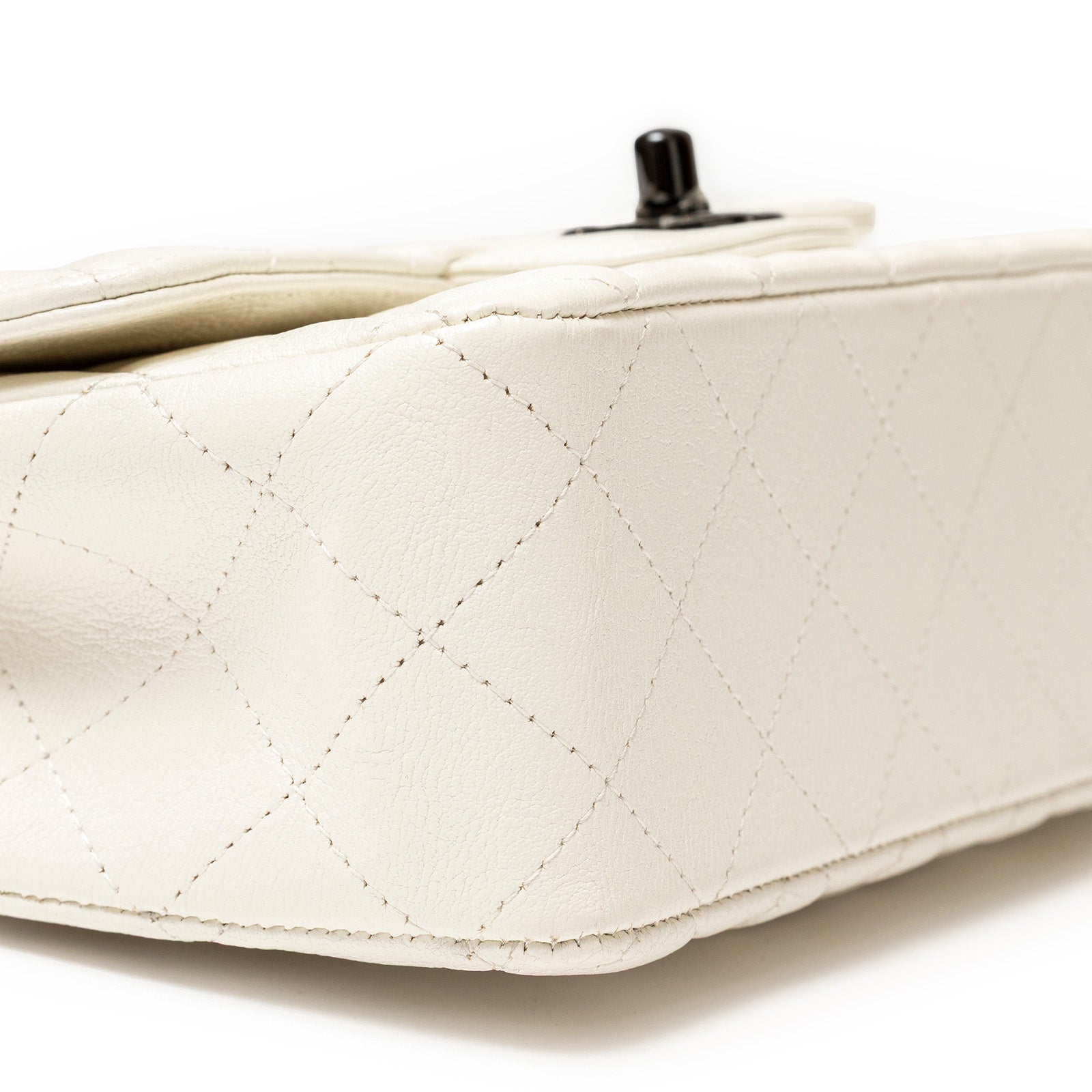 Chanel Mini Classic Flap bag White Calf Black Hardware