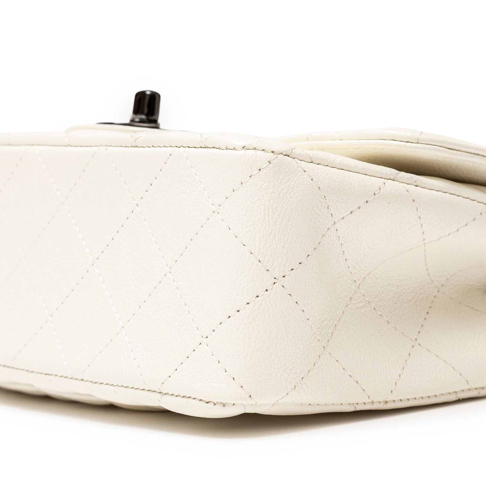Chanel Mini Classic Flap bag White Calf Black Hardware