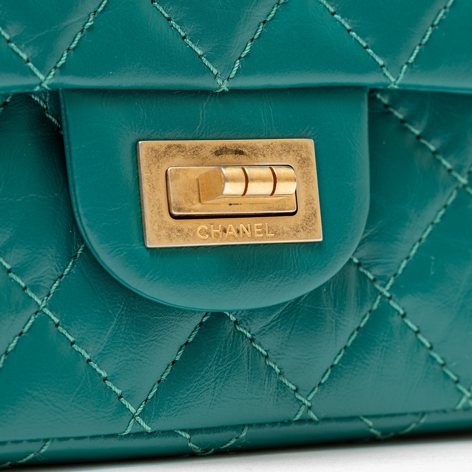 Chanel Mini Reissue 2.55 Flap Bag Green Calf Brushed Gold Hardware