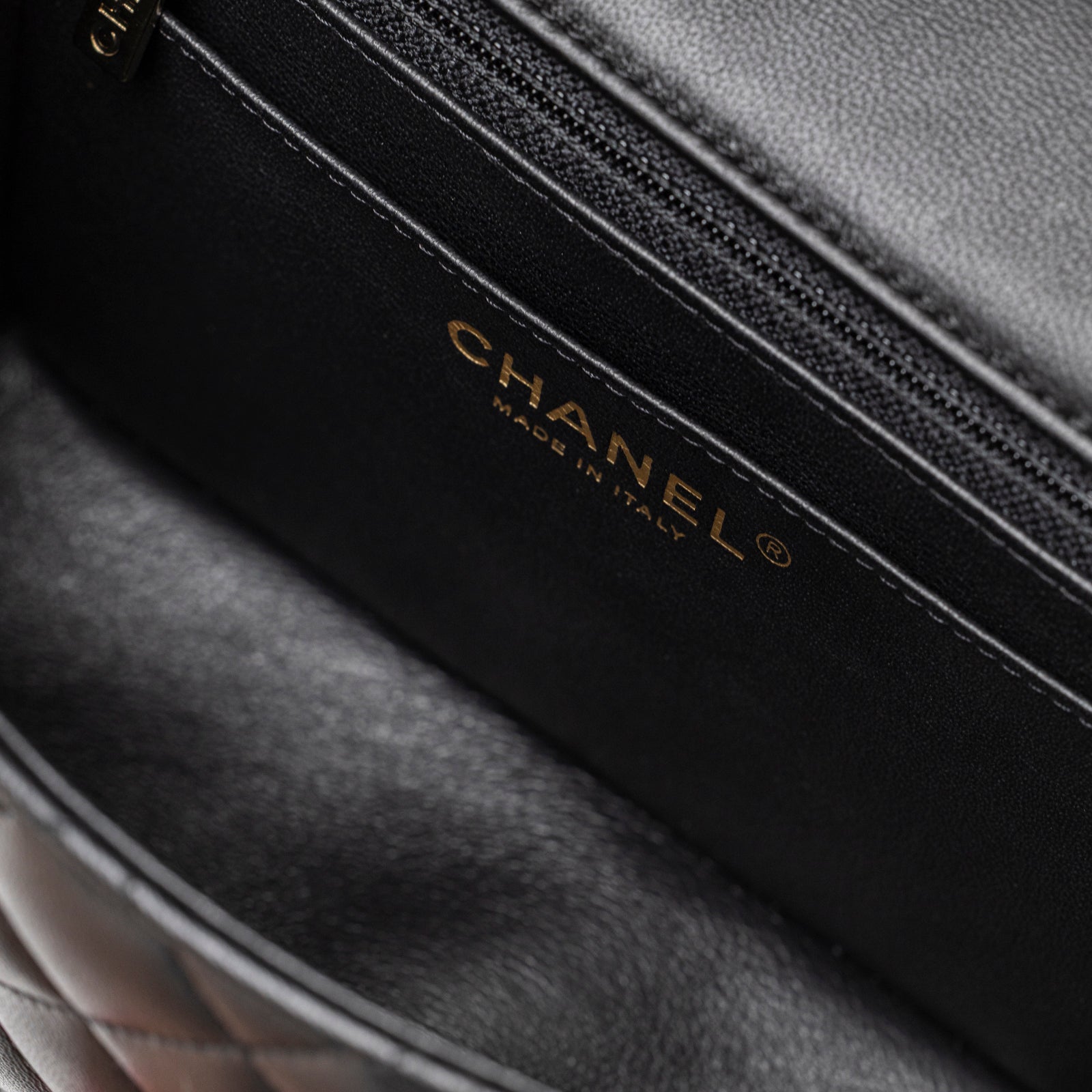 Chanel Mini Classic Flap Bag Black Lambskin Light Gold Hardware