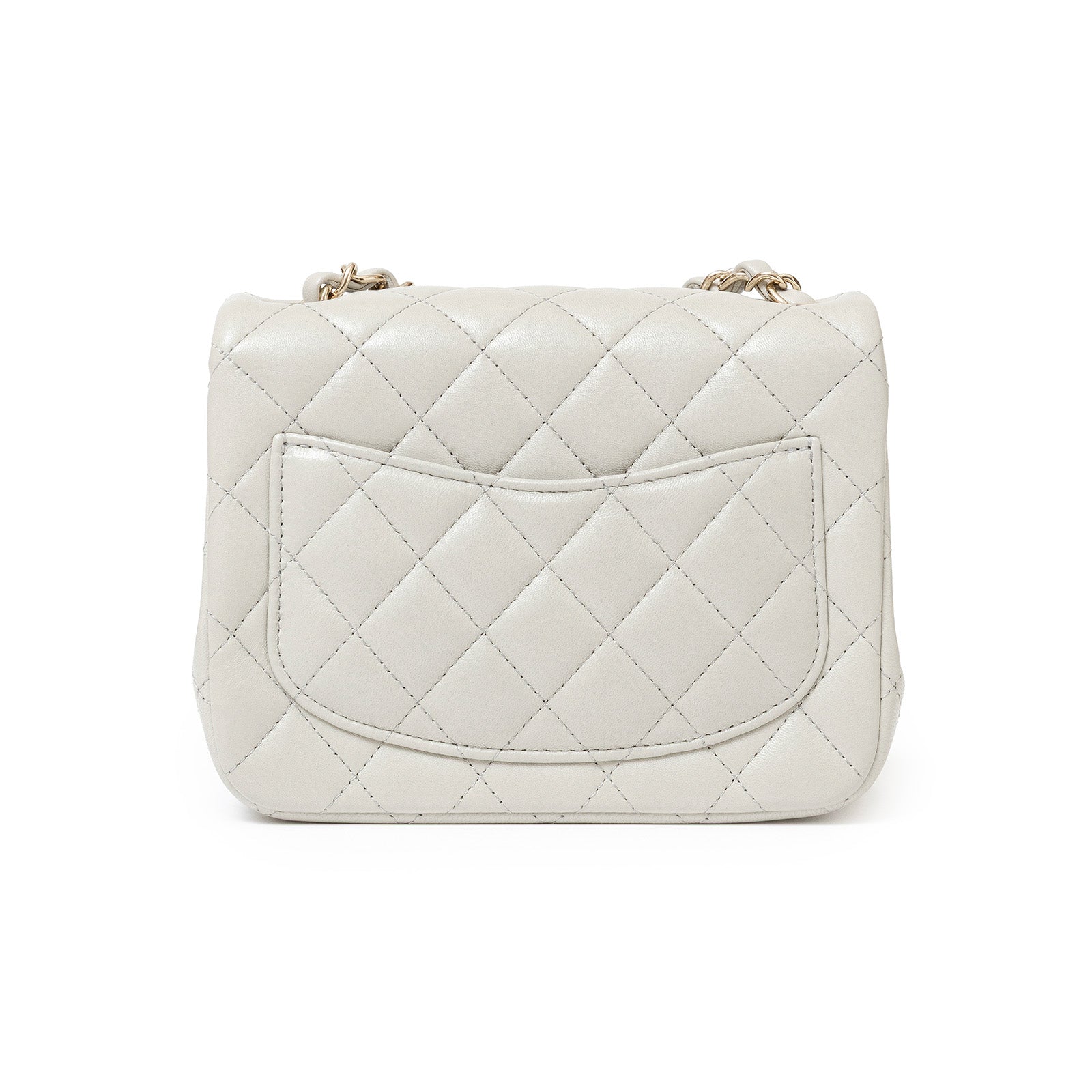 Chanel Mini Square Classic Flap bag Grey Lambskin Gold Hardware