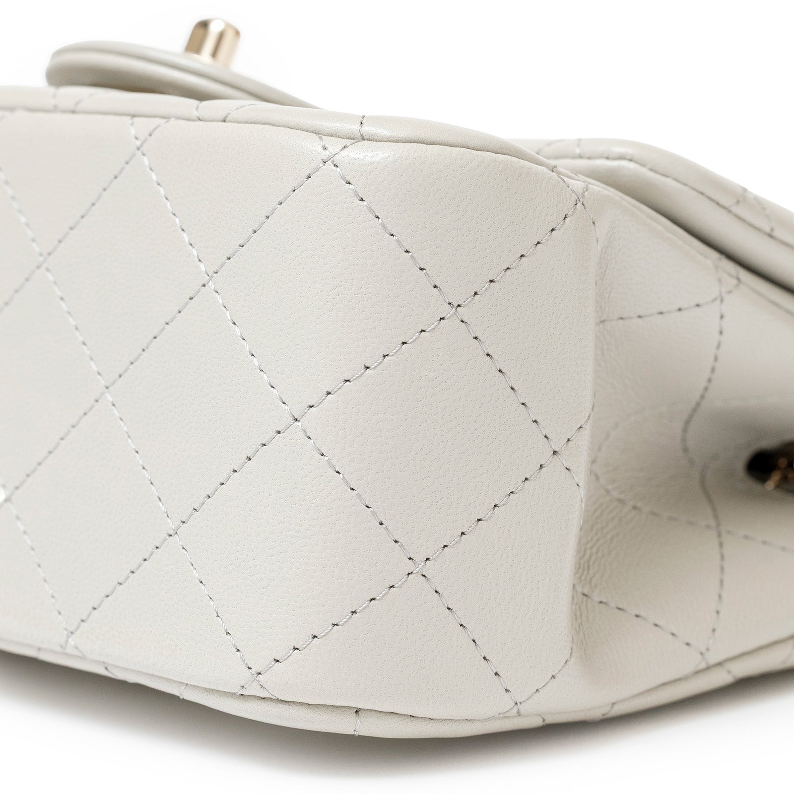 Chanel Mini Square Classic Flap bag Grey Lambskin Gold Hardware