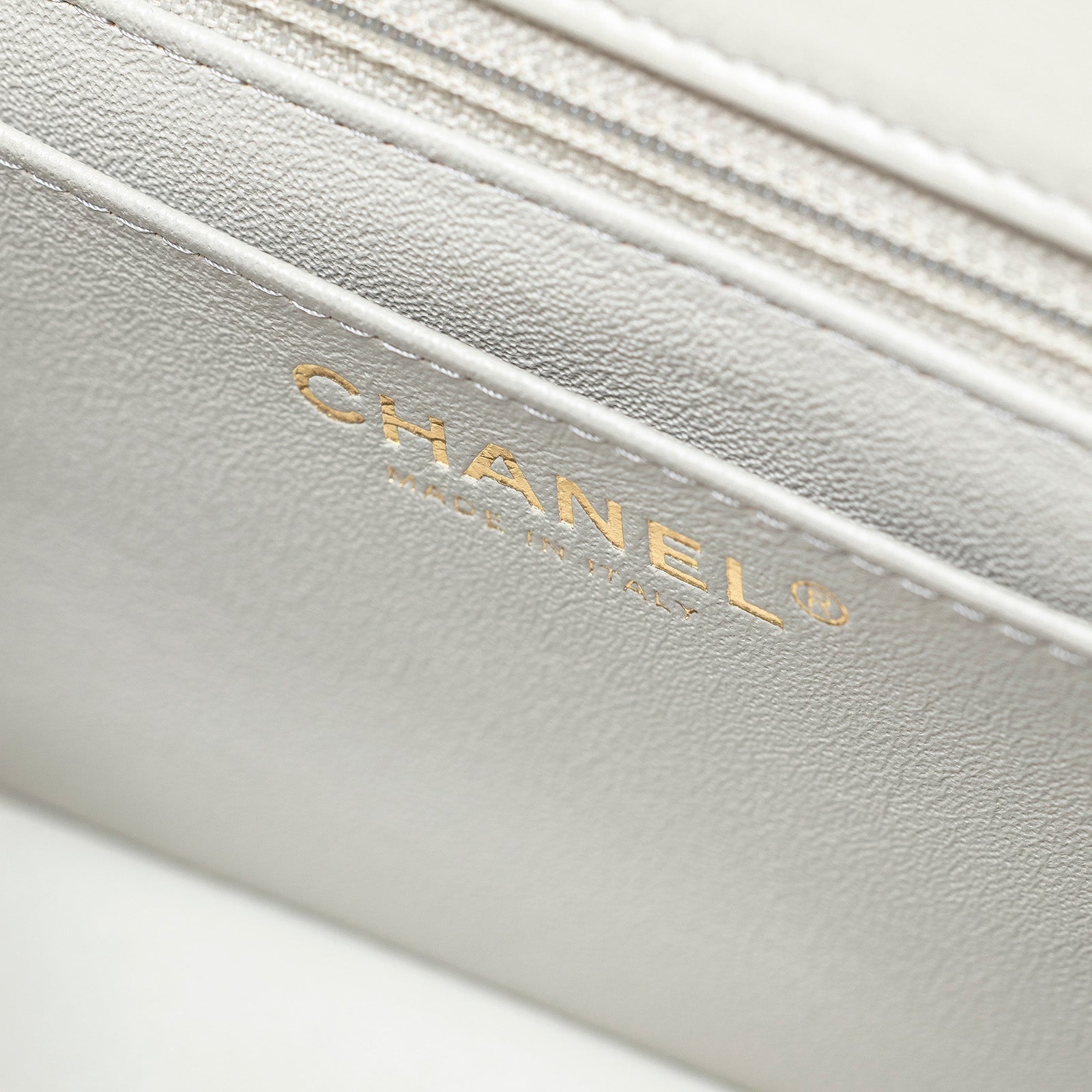 Chanel Mini Square Classic Flap bag Grey Lambskin Gold Hardware
