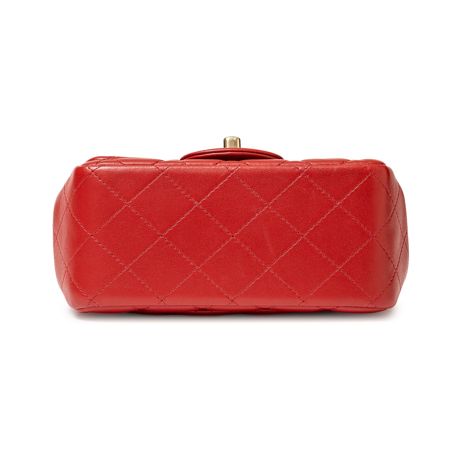 Chanel Mini Square Classic Flap bag Red Lambskin Gold Hardware