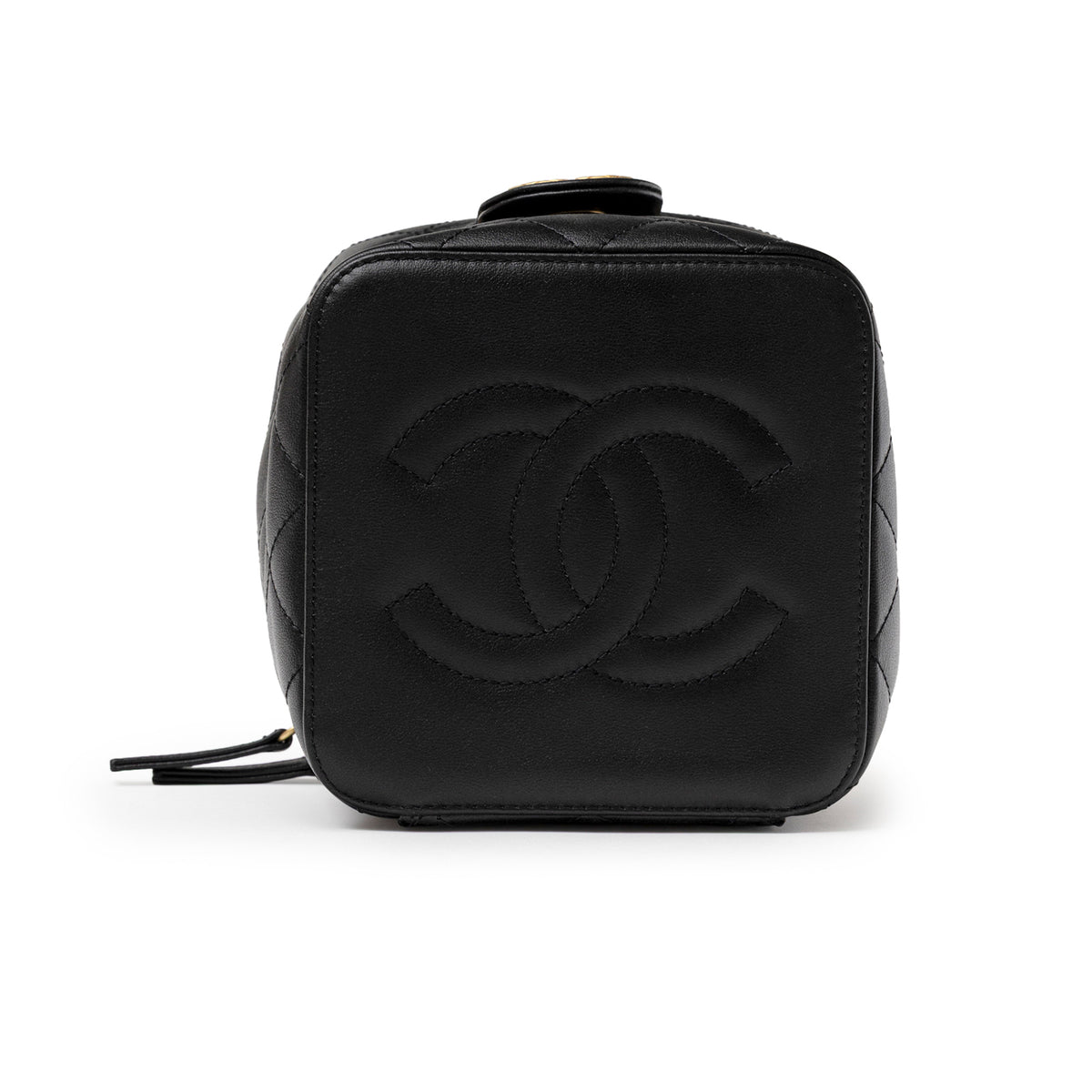 Chanel Small Vinity Case With Chain Black Calf Gold Hardware bottom view