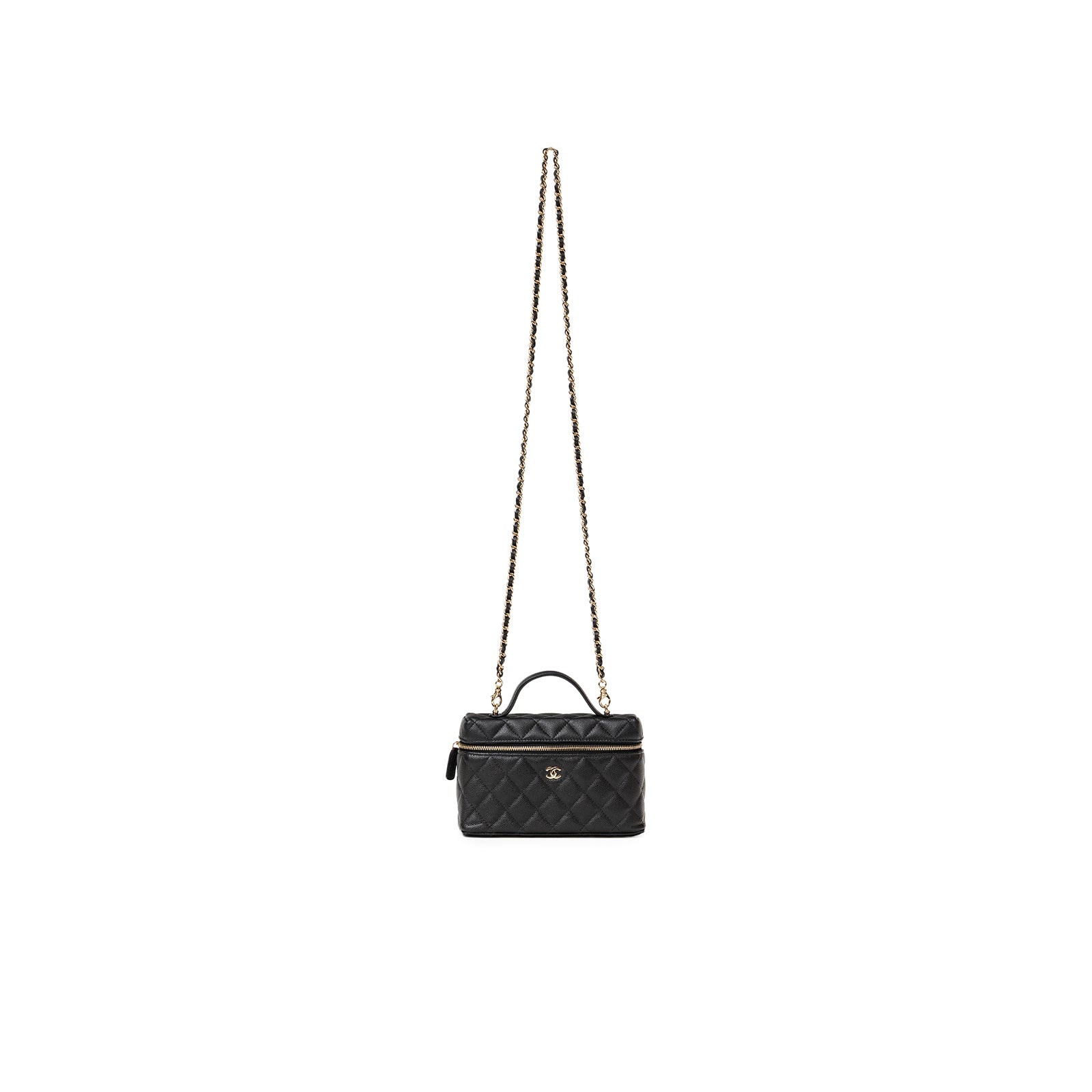 CHANEL　マストハヴセット Chanel Top Handle Vanity with Chain Black Caviar Light Gold