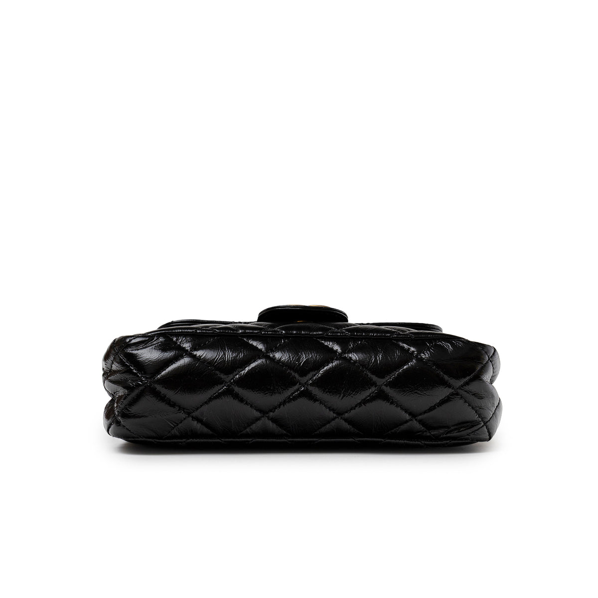 Chanel Wavy CC Hobo Small Shiny Quilted Black Calf Gold Hardware bottom view
