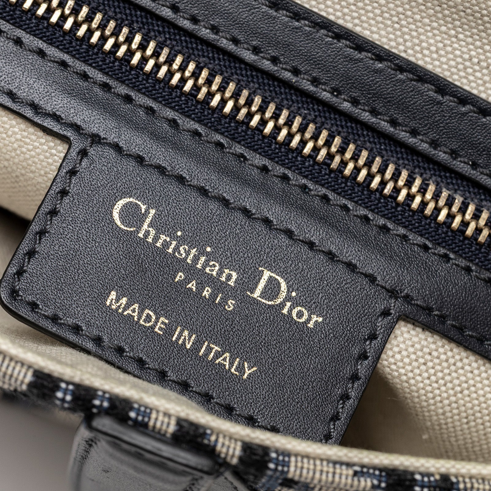 Christian Dior Saddle Bag in Blue Dior Oblique Jacquard with Gold