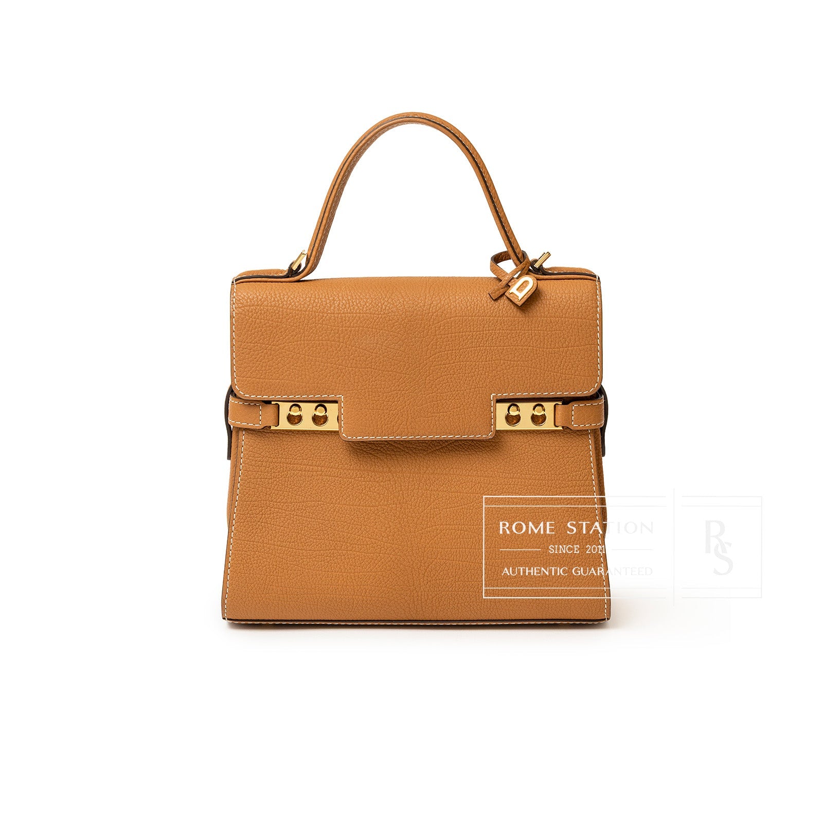 Delvaux Tempête PM in Crispy Calf Vegetal/Ivory with Gold Hardware