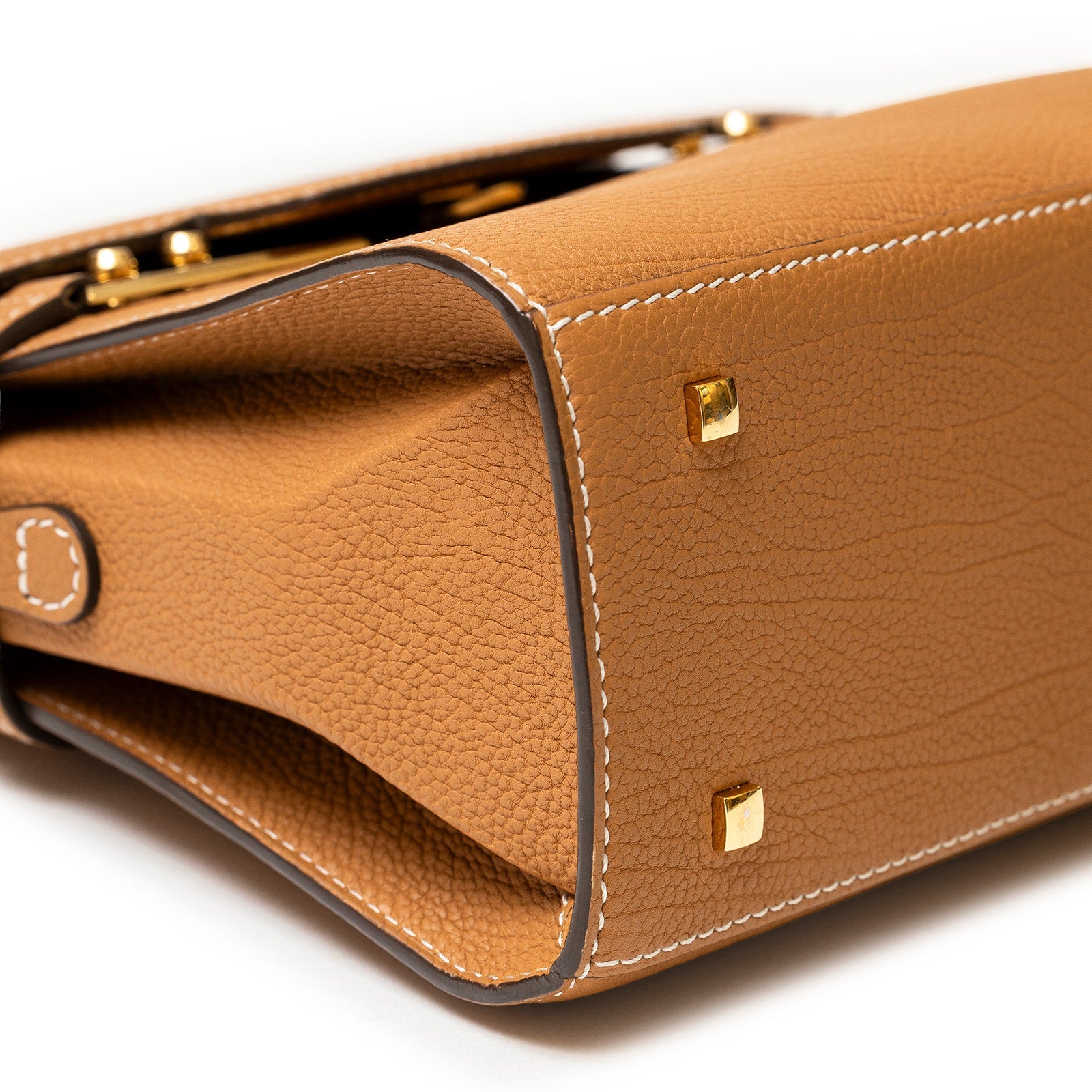 Delvaux Tempête PM in Crispy Calf Vegetal/Ivory with Gold Hardware