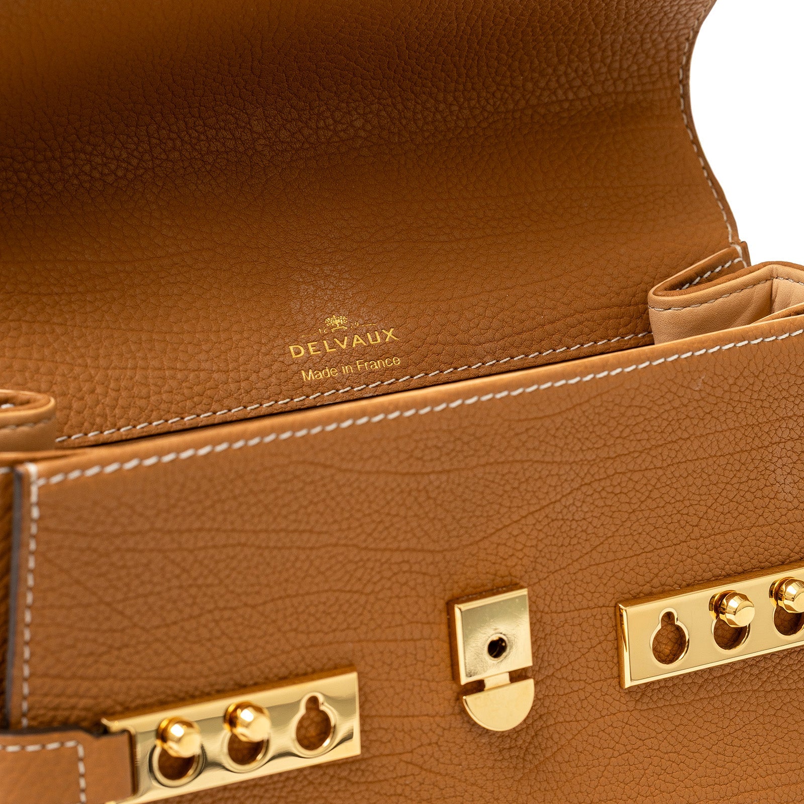 Delvaux Tempête PM in Crispy Calf Vegetal/Ivory with Gold Hardware