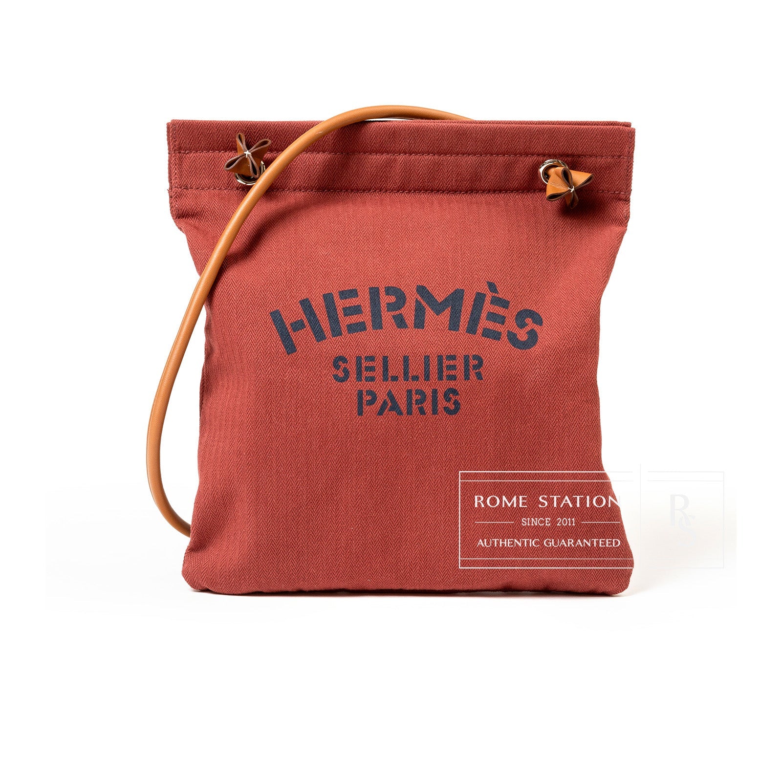 Hermès Aline Herringbone Gromming Bag Toile Rouge AB
