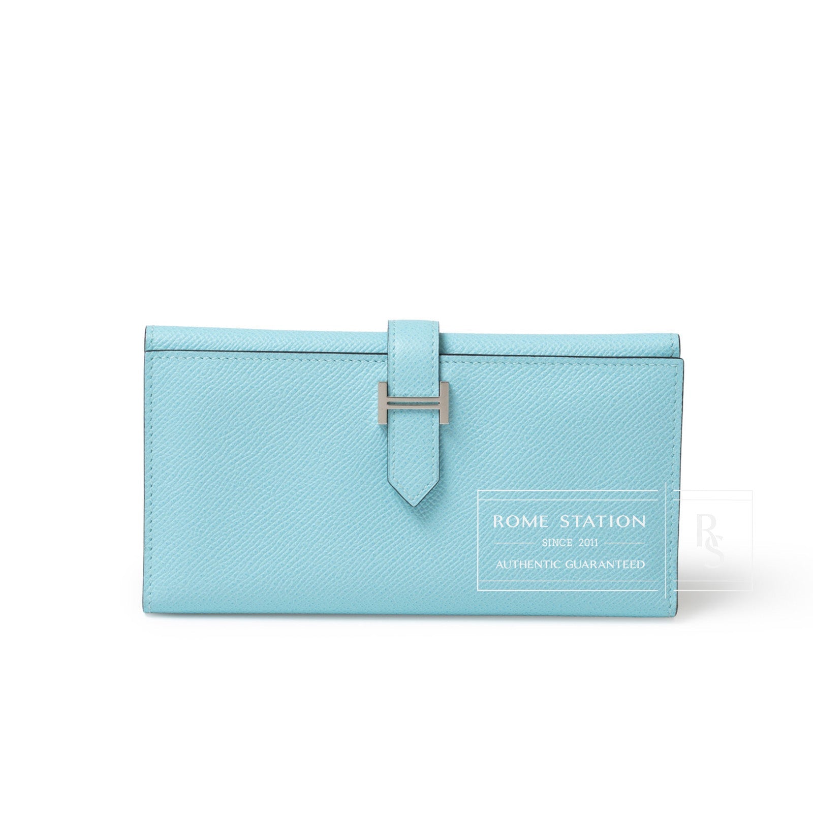Hermès Bearn Wallet Blue Atoll Epsom Palladium Hardware