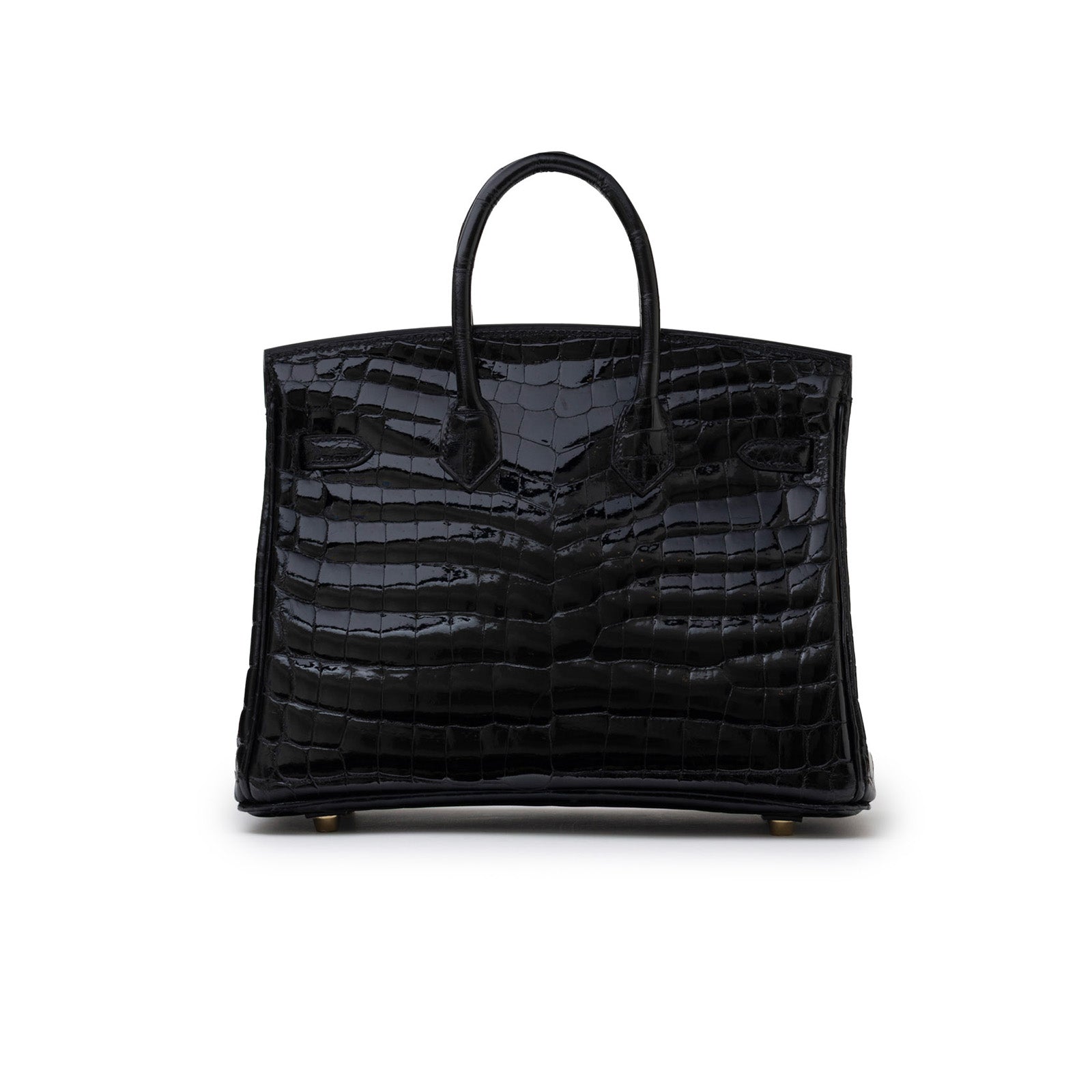 Hermès Birkin 25 Black Shiny Niloticus Crocodile Gold Hardware - Back