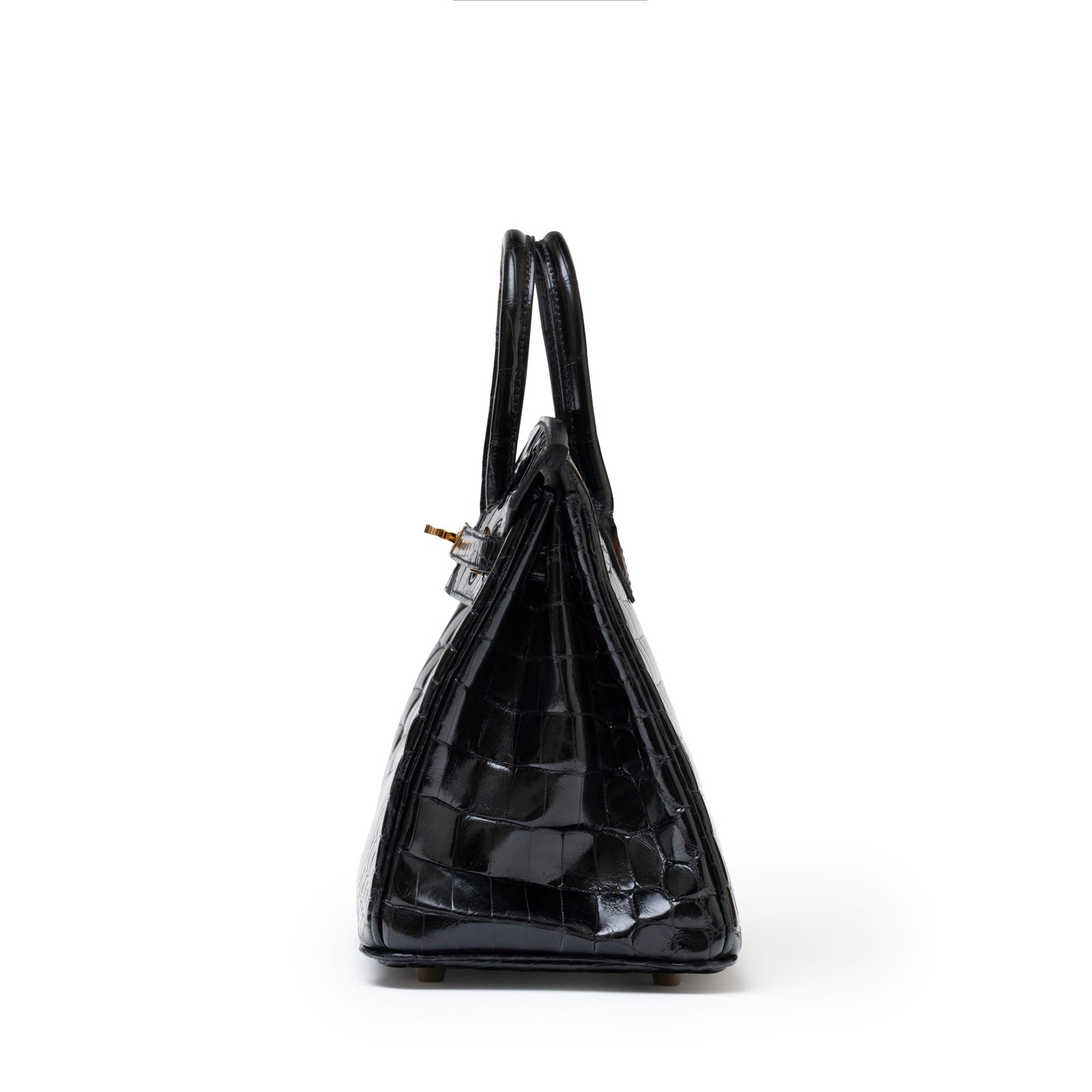Hermès Birkin 25 Black Shiny Niloticus Crocodile Gold Hardware - Side Right