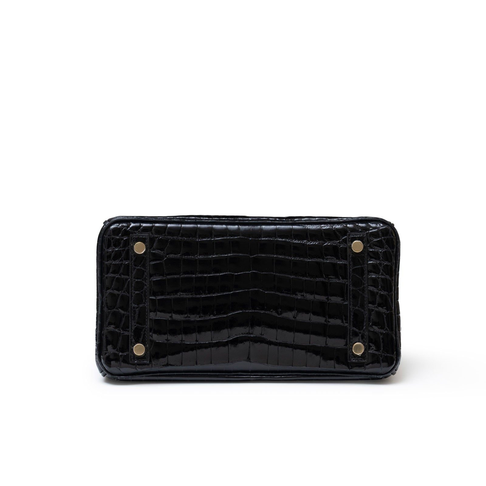 Hermès Birkin 25 Black Shiny Niloticus Crocodile Gold Hardware - Bottom