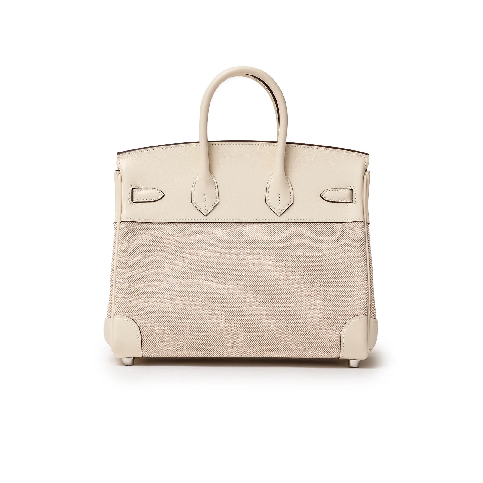 Hermès Birkin 25 Toile Ecru and Nata Swift Palladium Hardware