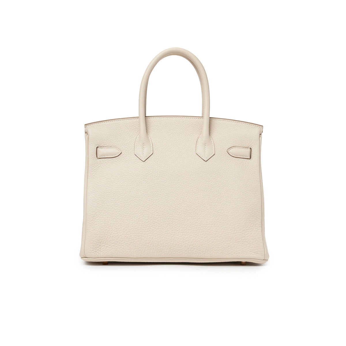 Hermès Birkin 30 Craie Togo Rose Gold Hardware back view on white background