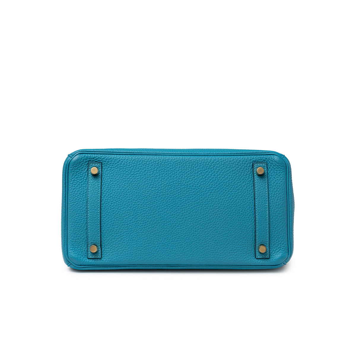 Bottom view of Hermès Birkin 30 Turquoise Togo Gold Hardware