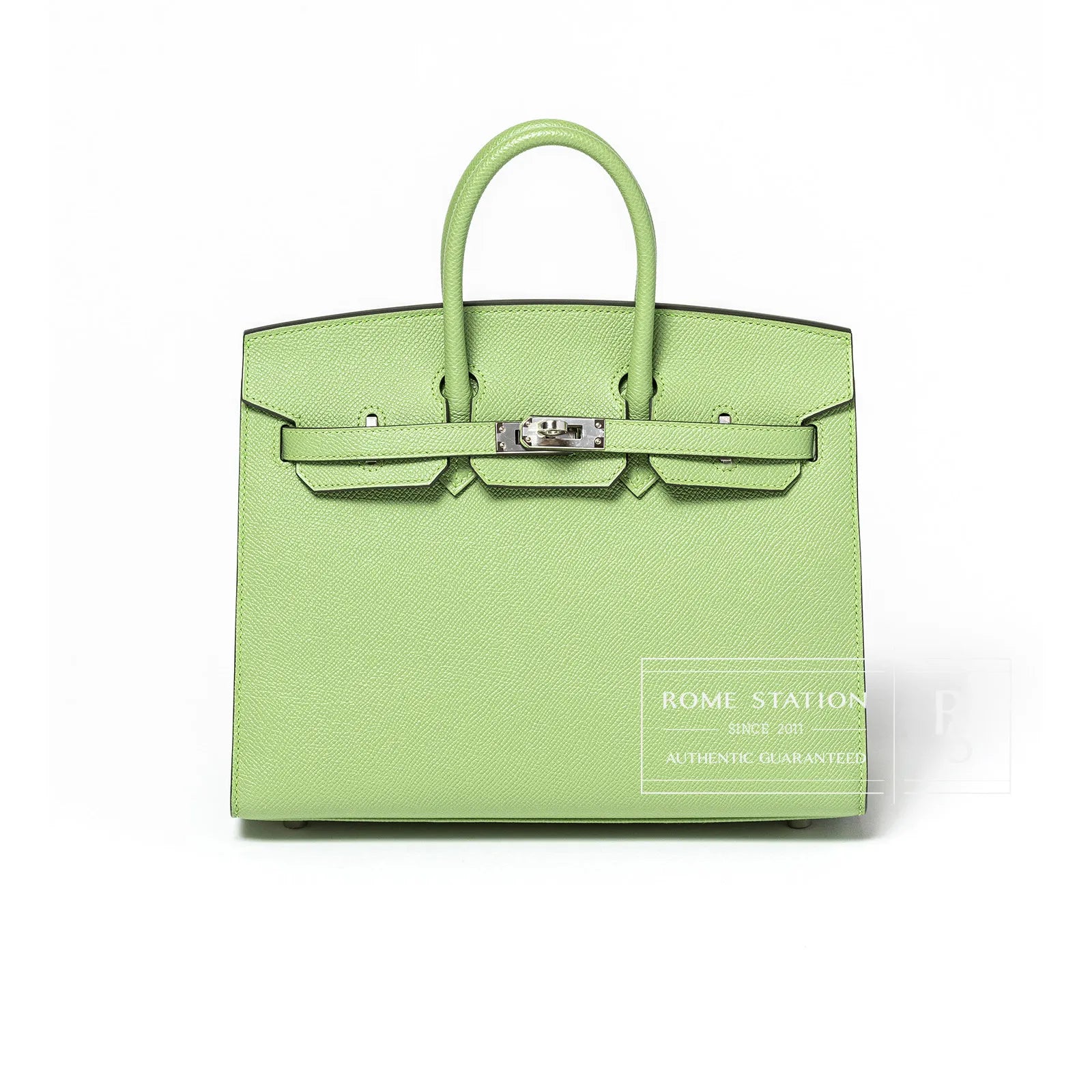 Hermès Birkin Sellier 25 Vert Criquet Epsom Palladium Hardware