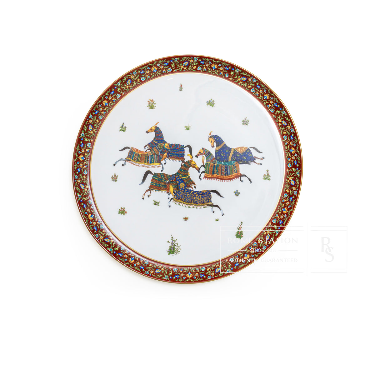 Hermès Cheval d'Orient round platter n°1 Large Model with ornate horse motif
