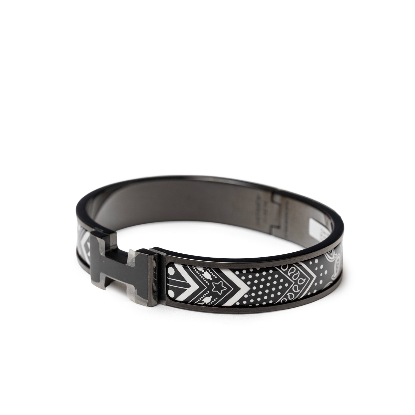 HERMES サスペンダー ブラック/ホワイト Hermès Clic HH Bandana So Black Bracelet Positif | Rome Station
