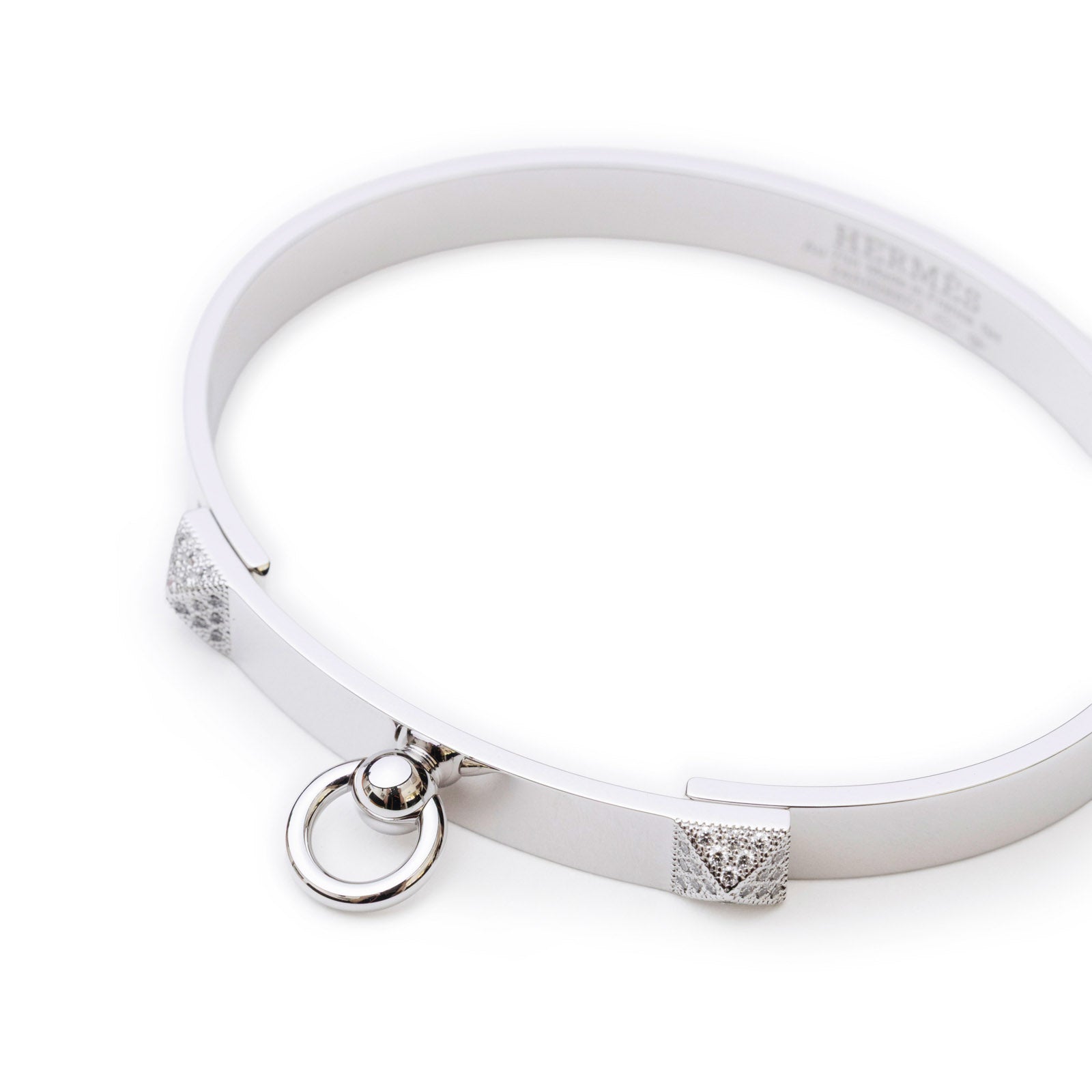 Hermès Collier De Chien Diamond Bracelet Small Model White Gold Au750 -  Upper Right