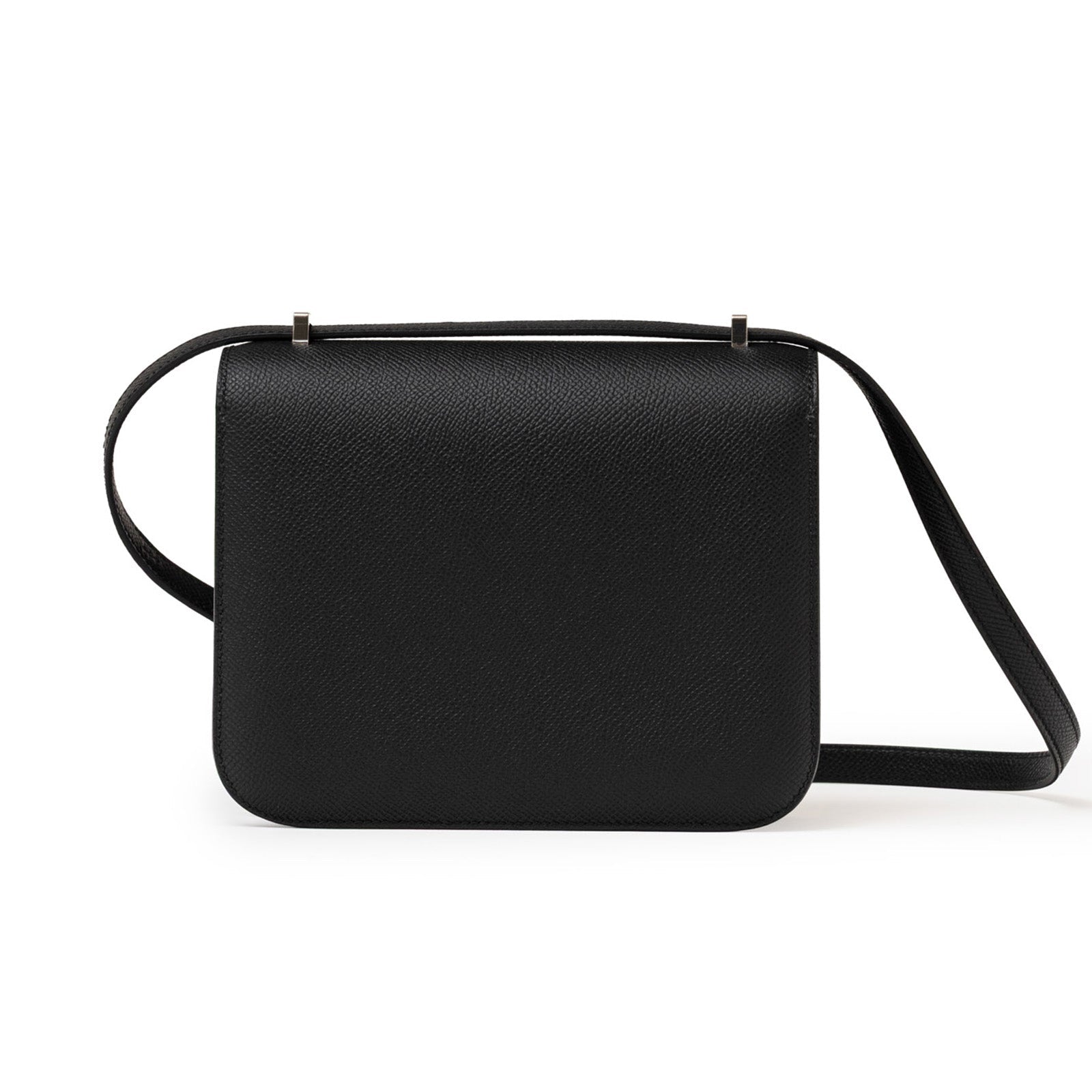 Back view of Hermès Constance 18 Black Epsom Palladium Hardware showcasing smooth leather and slim strap design