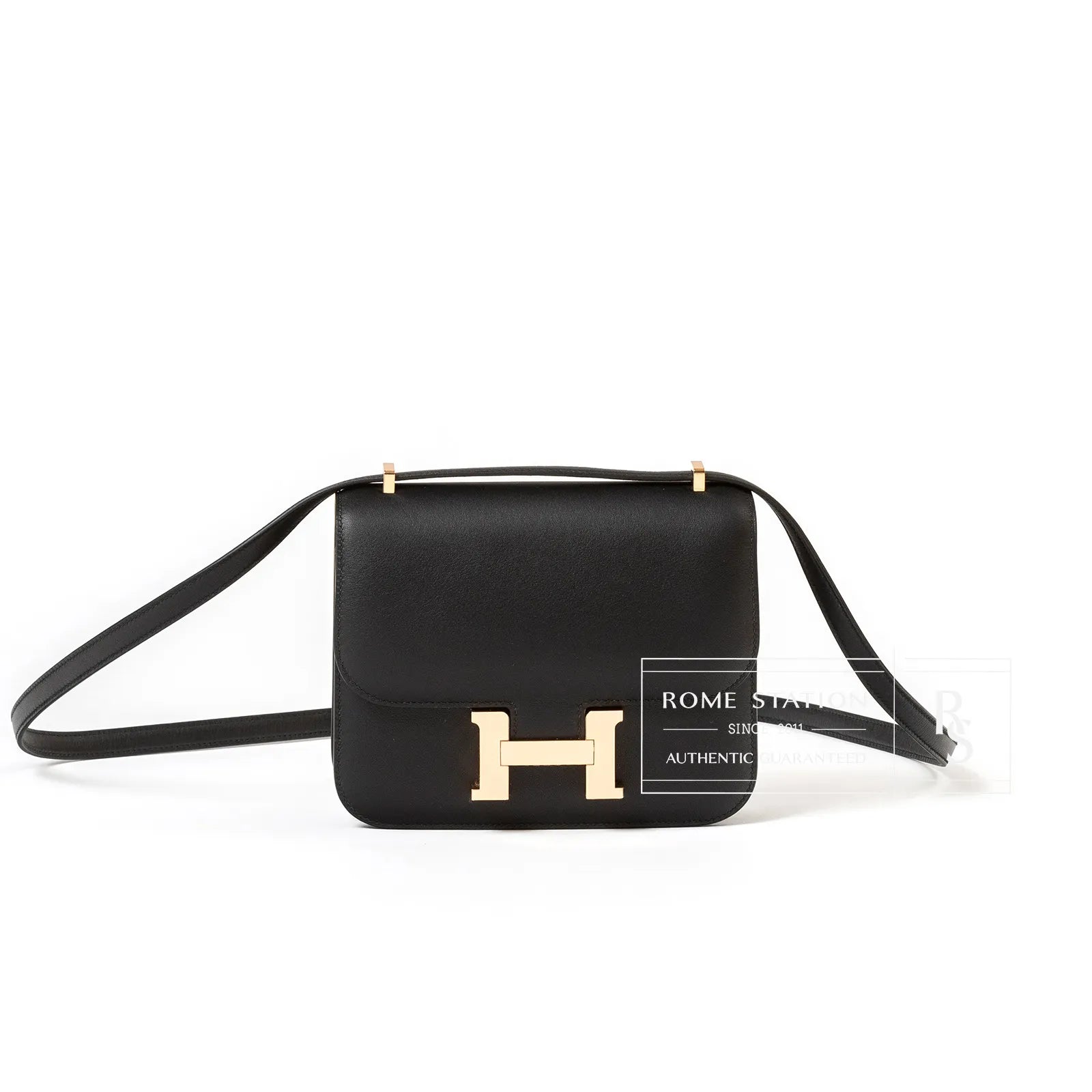 Hermès Mini Constance 18 Black Swift Rose Gold Hardware