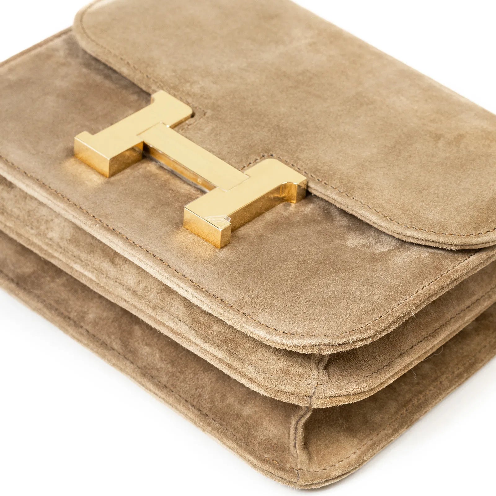 Hermès Mini Constance 18 Marron Glace Grizzly Calf Gold Hardware