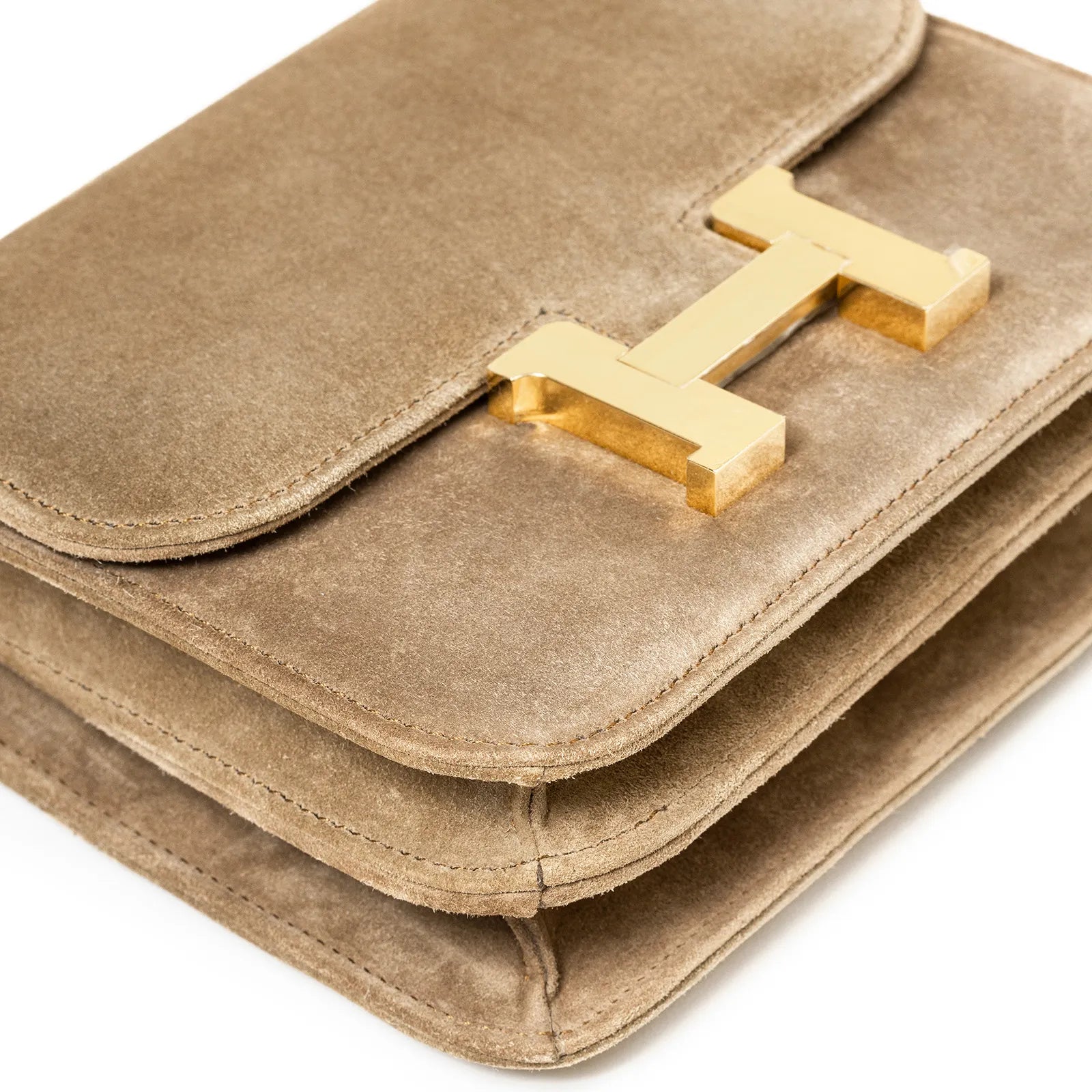 Hermès Mini Constance 18 Marron Glace Grizzly Calf Gold Hardware