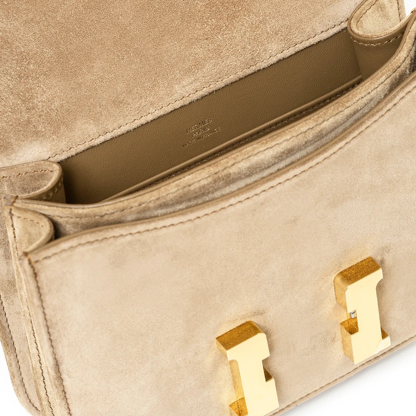 Hermès Mini Constance 18 Marron Glace Grizzly Calf Gold Hardware