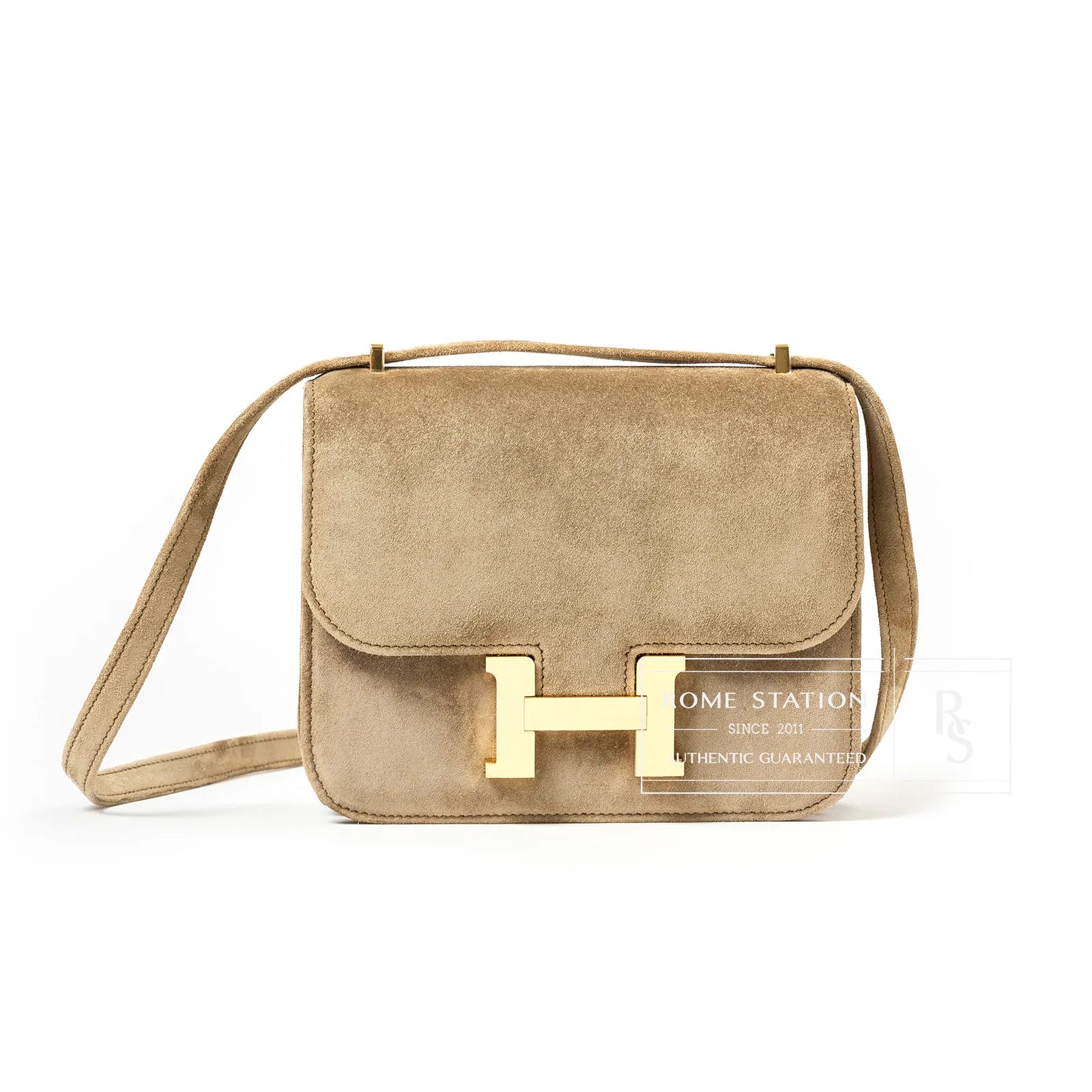 Hermès Mini Constance 18 Marron Glace Grizzly Calf Gold Hardware
