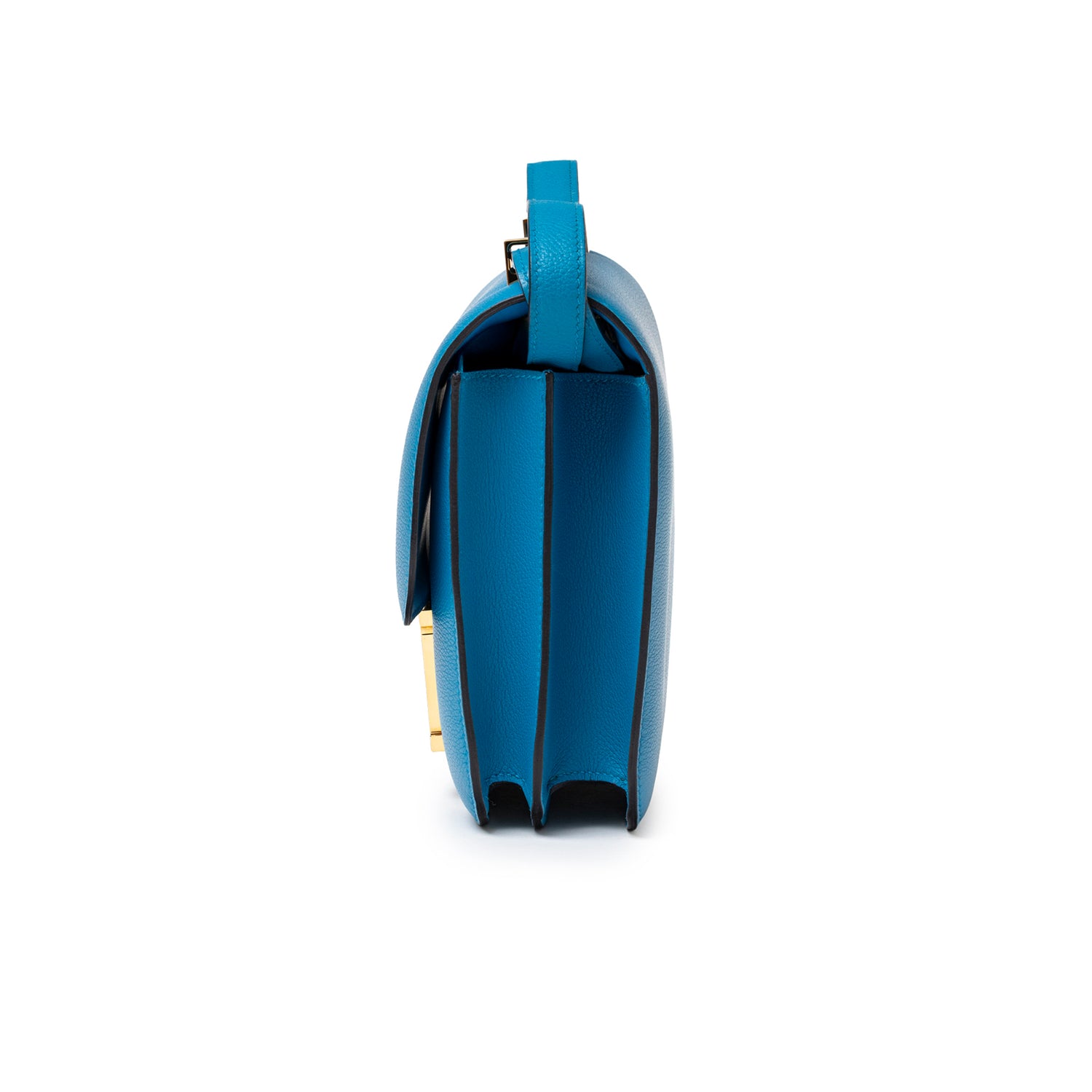 Hermès Constance 24 Blue Zanzibar Evercolor Gold Hardware left side view