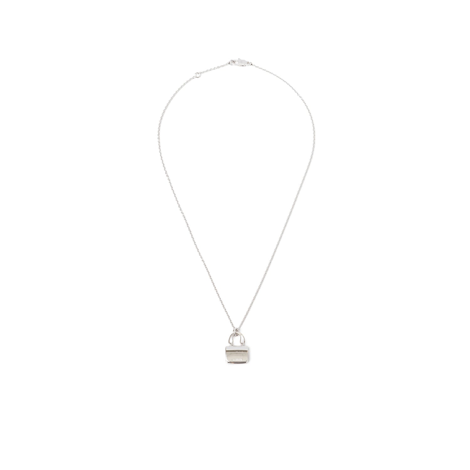 Back view of Hermès Constance Pendant 18K White Gold and Diamonds on delicate chain with clasp visible