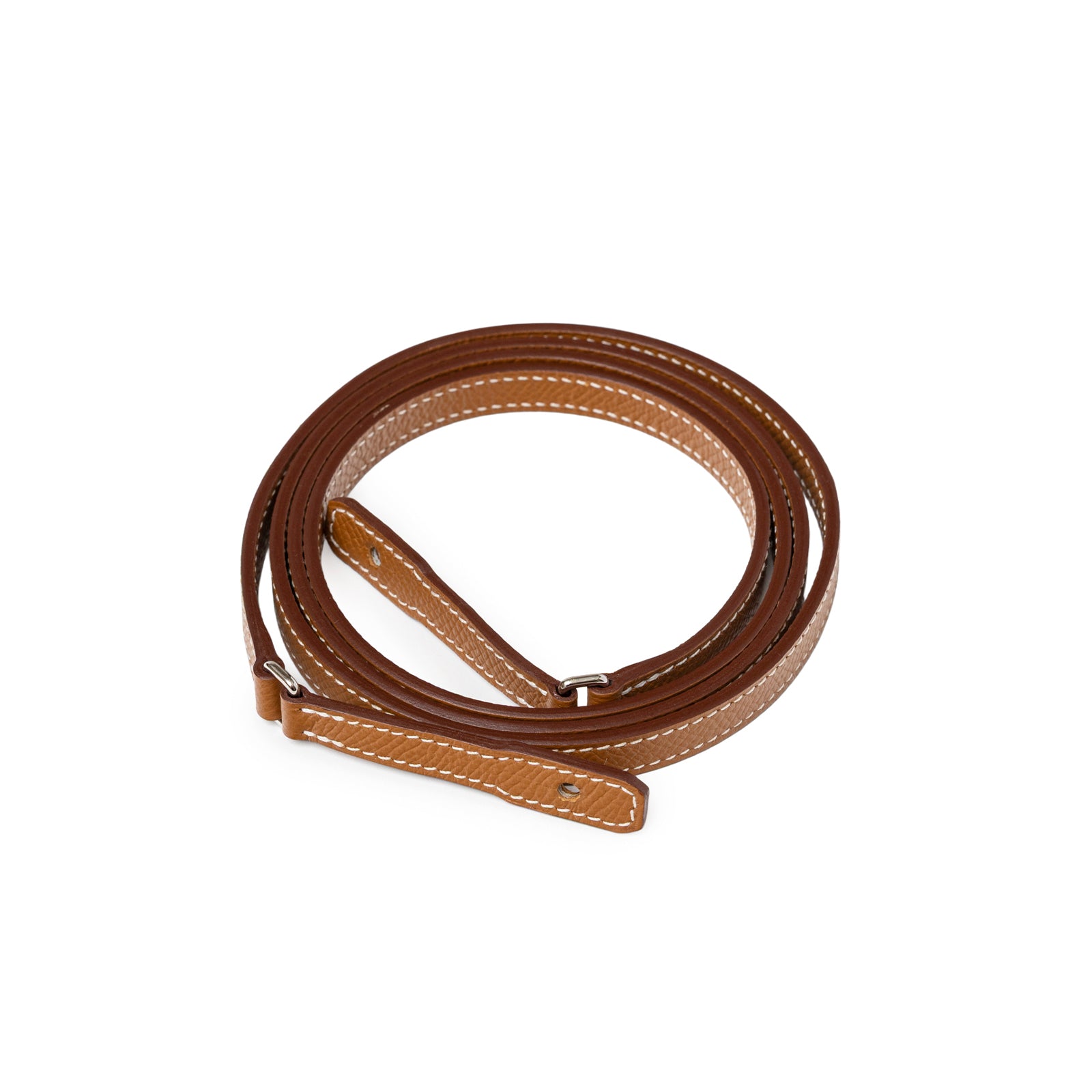 Rolled leather strap for Hermès Constance To Go Wallet Gold Epsom Palladium Hardware with contrast stitching detail