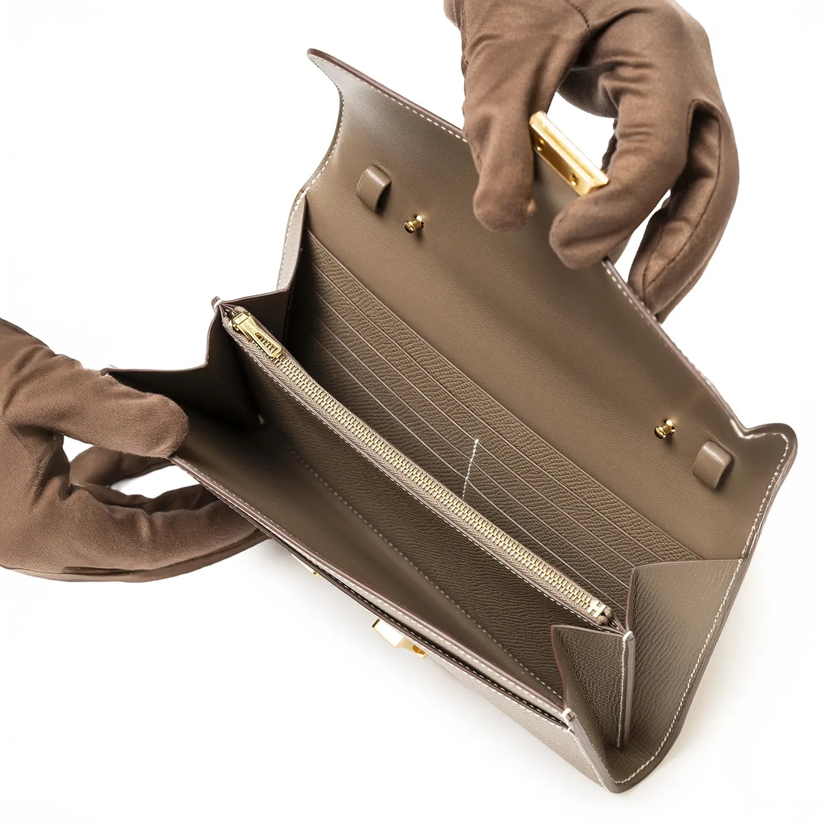 Hermès Constance Wallet To Go Etoupe Epsom Gold Hardware