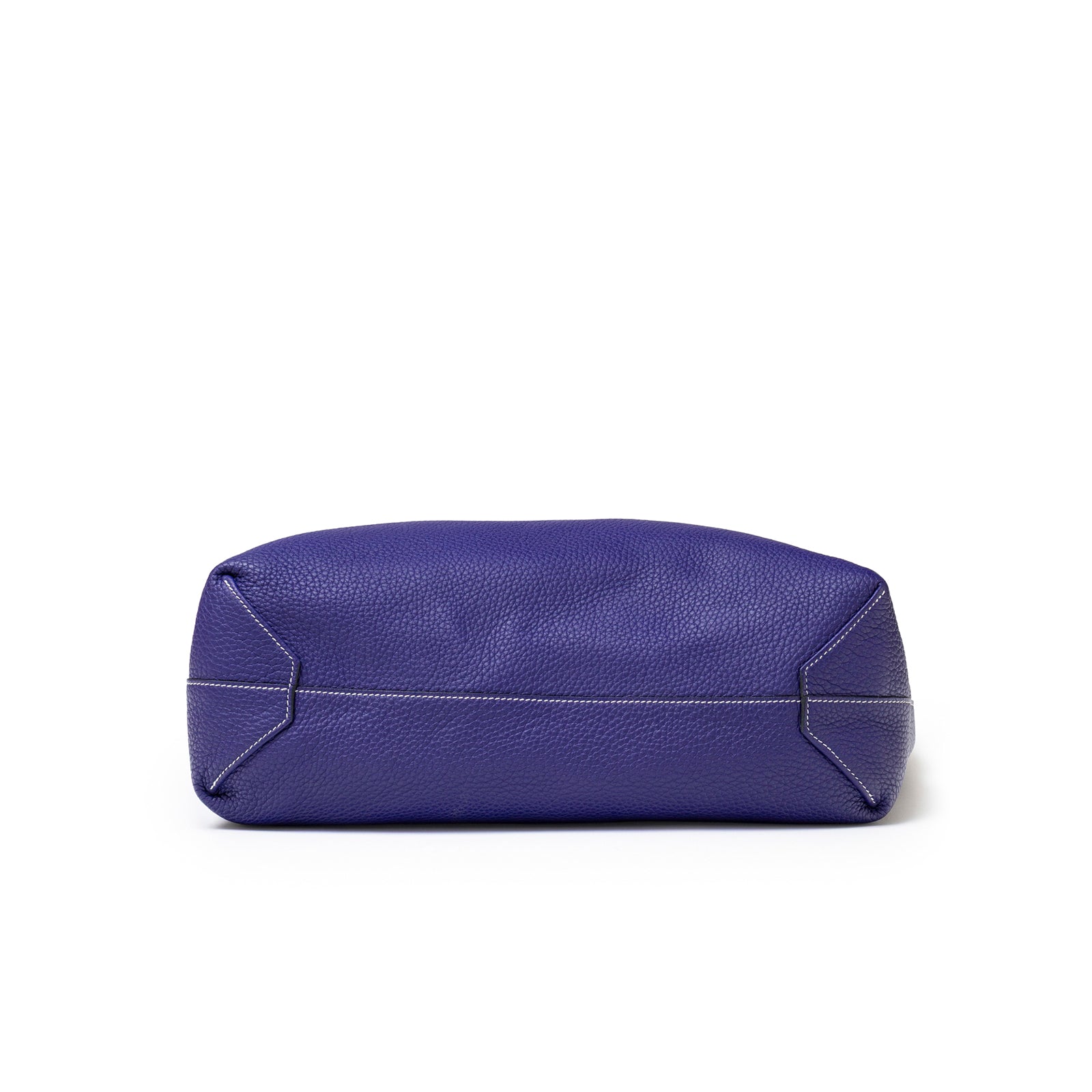 Bottom view of Hermès Double Sens Reversible Bicolor Shoulder Bag Clemence Violet/Blue showing leather texture and stitching detail