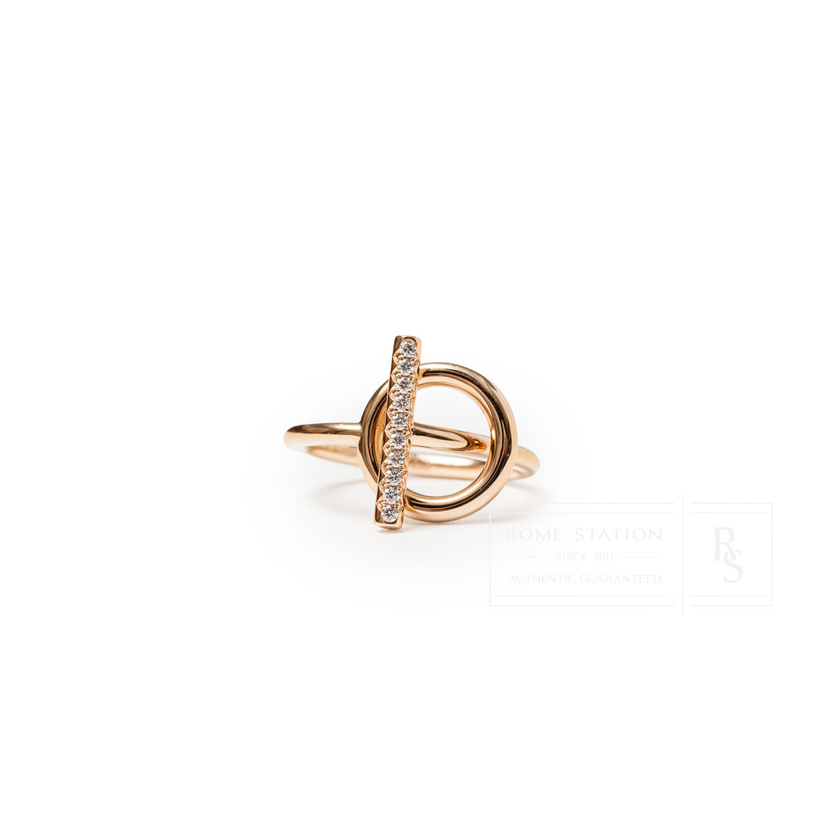 Hermès Echappee Ring Small Model 18K Rose Gold Diamonds
