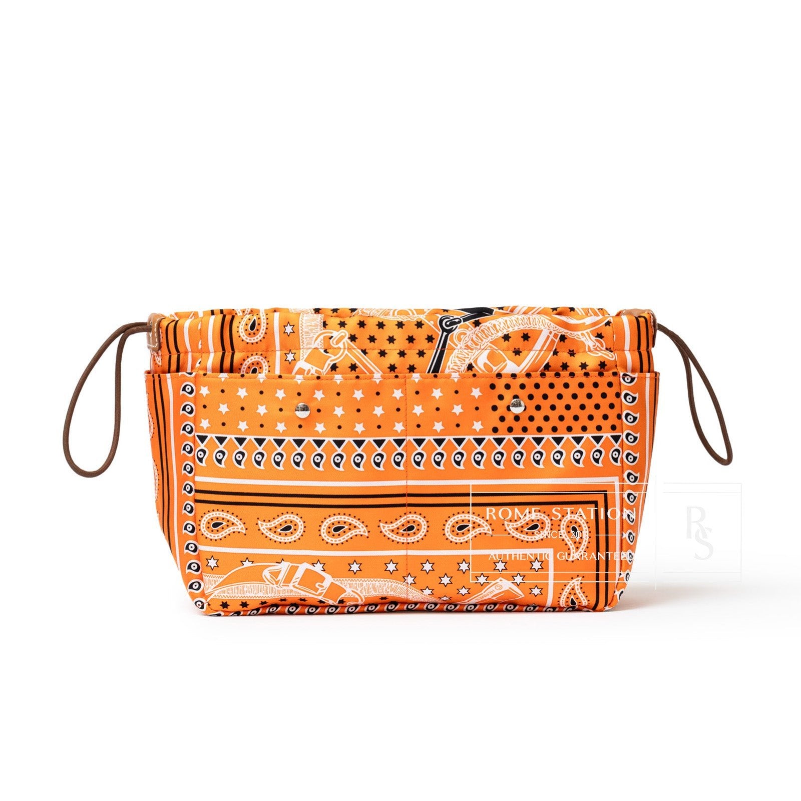 Hermès Fourbi 25 pouch Orange Nylon/Silk Barenia Palladium Hardware - Front
