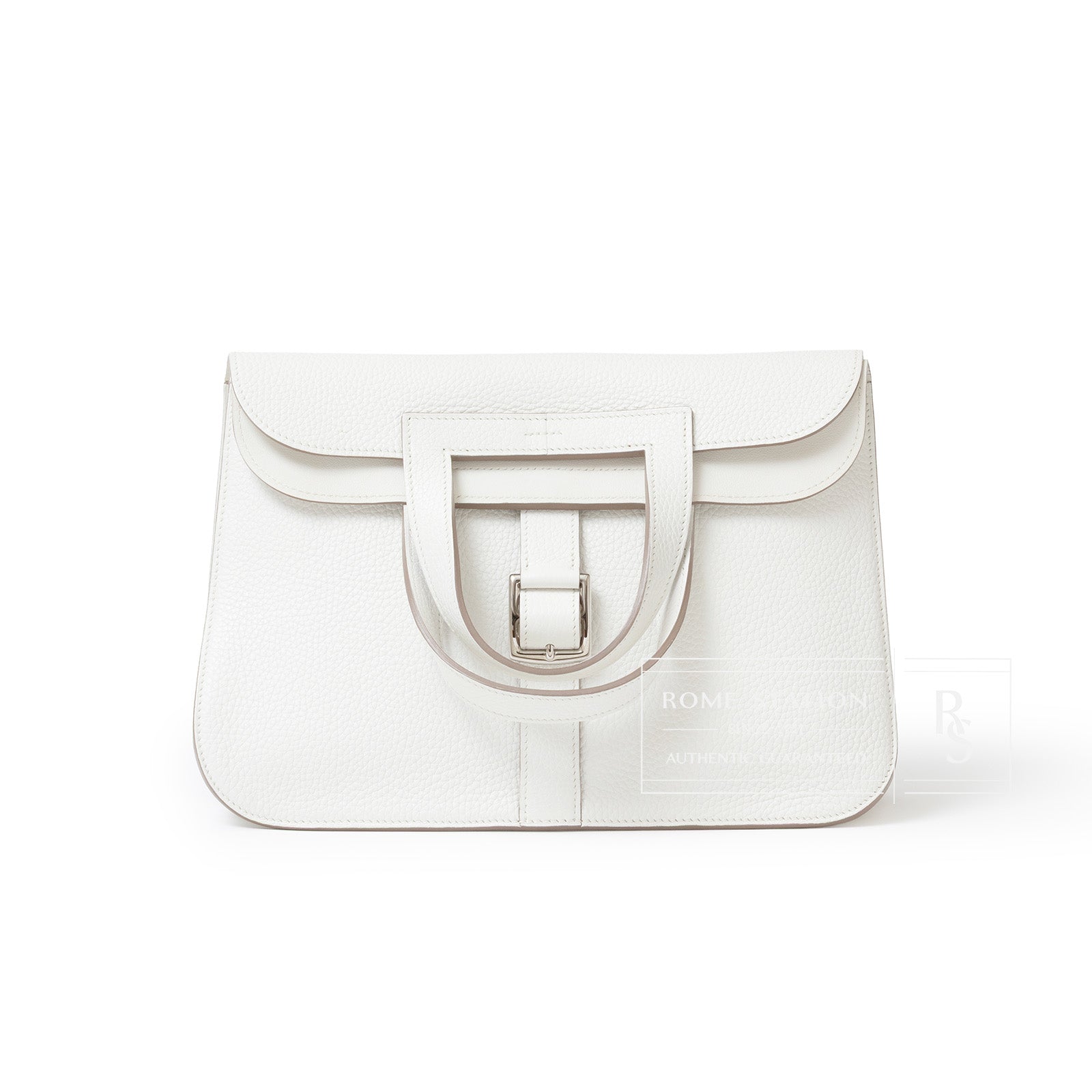 Hermès Halzan 31 White Clemence Palladium Hardware | Rome Station
